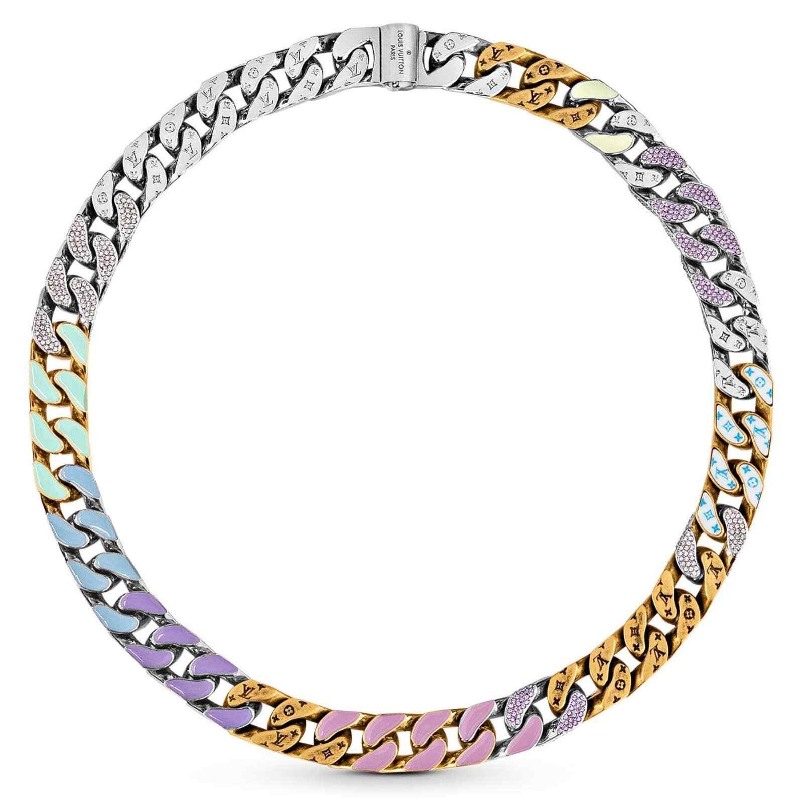 Louis Vuitton Louis Vuitton Gold Silver Crystal Abloh Chain Necklace Size ONE SIZE - 1 Thumbnail