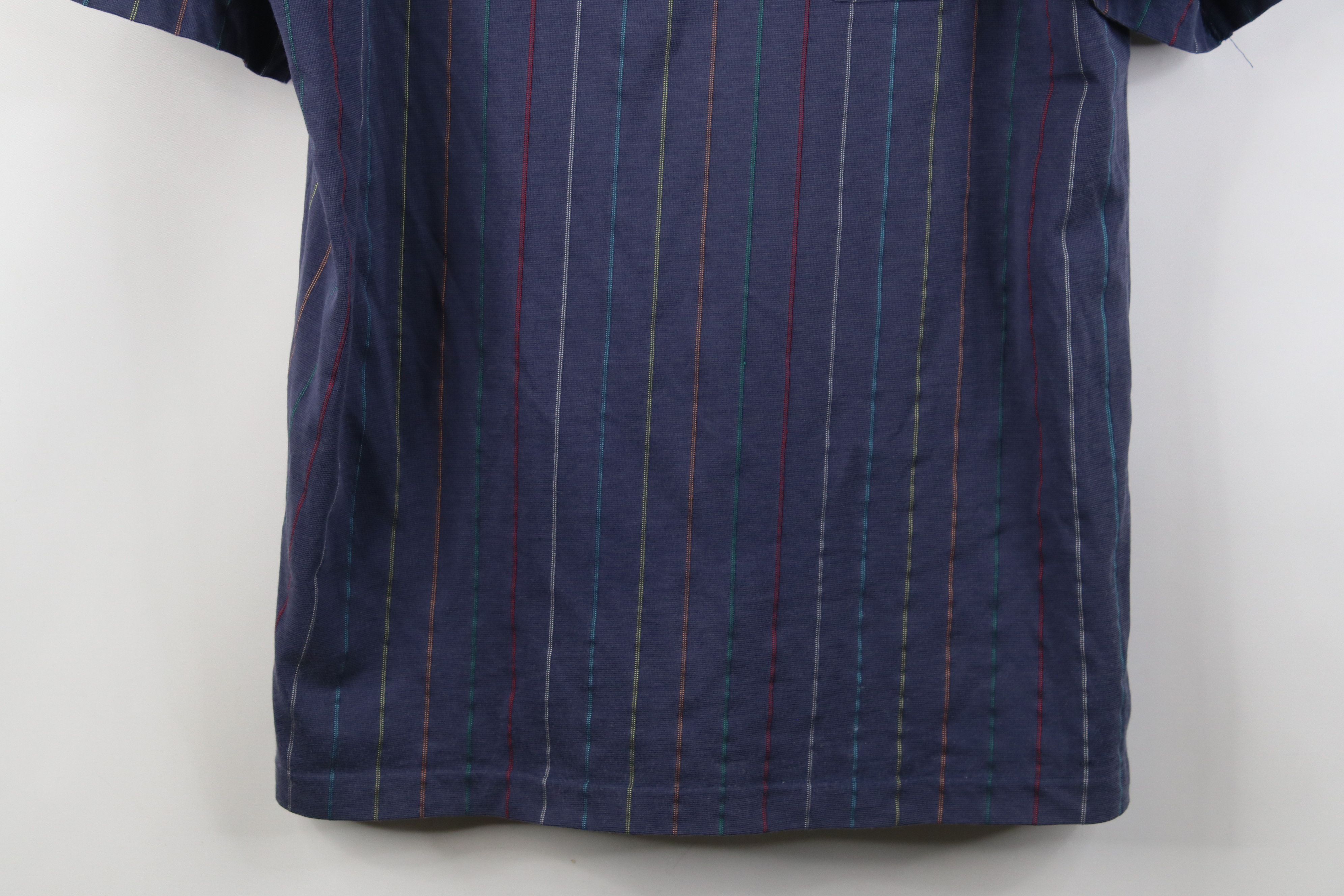 Vintage Vintage 70s 80s Streetwear Thin Rainbow Striped Knit Polo Size US L / EU 52-54 / 3 - 3 Thumbnail