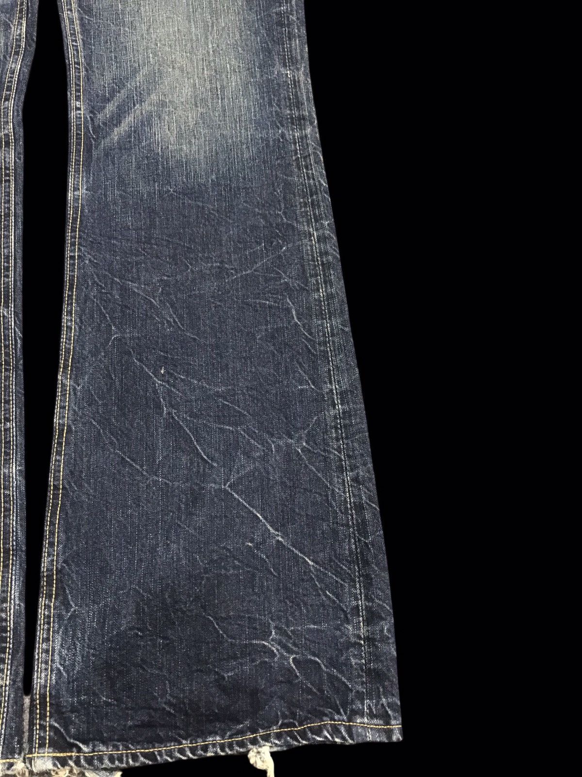 Japanese Brand 💥FLARE💥Archival DENICRA Sick Fade Mud Wash Flare Denim F54 Size US 35 - 5 Thumbnail