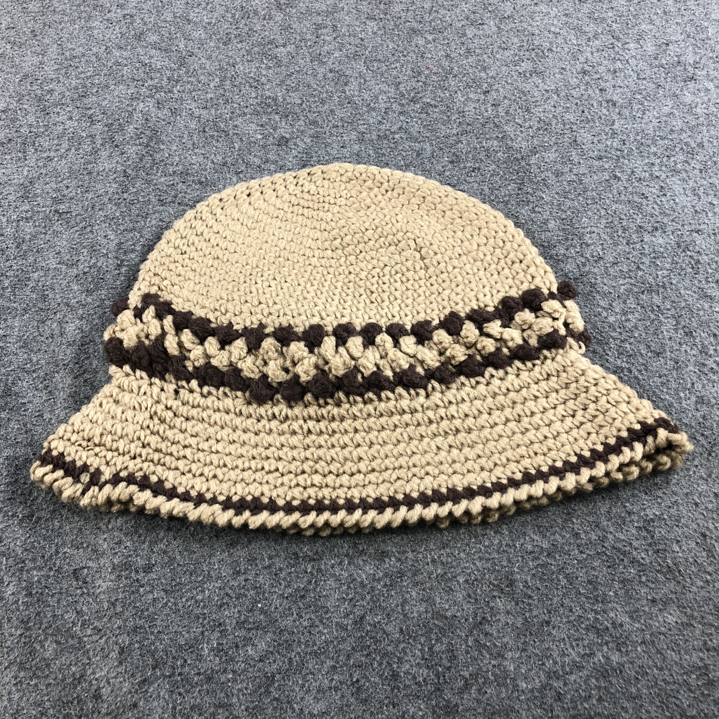 Vintage Knit Crochet Flower Bucket Hat Beanie Snowcap Snow Hat B295 Size ONE SIZE - 4 Thumbnail