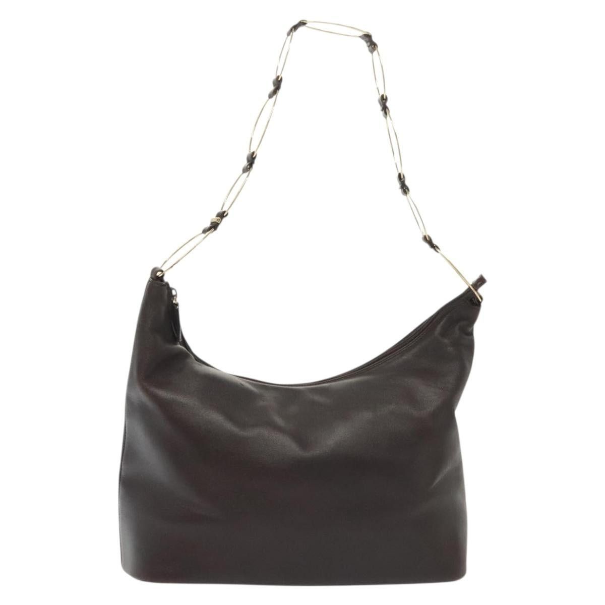 GUCCI Shoulder Bag Leather Brown Gold 001 1998 001 1998