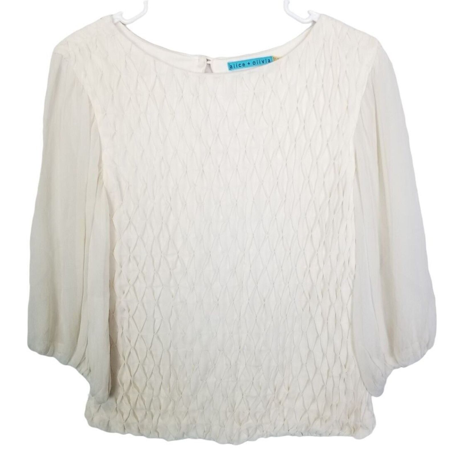 Alice + Olivia Alice + Olivia Silk Top Diamond Waffle Textured Quiet Luxury Size S / US 4 / IT 40 - 1 Thumbnail