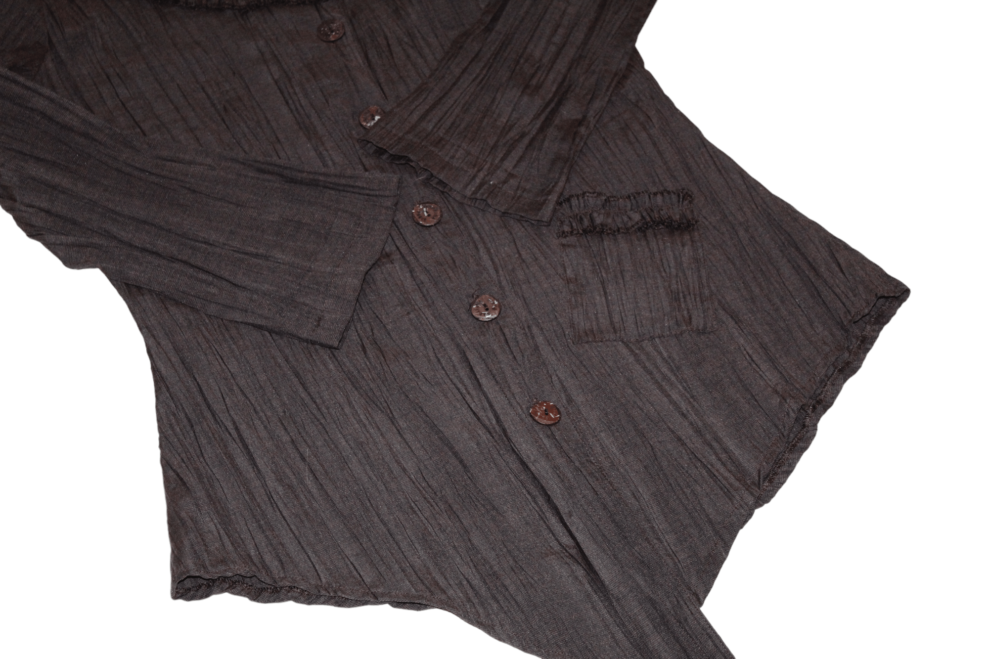 Beauty Beast 🔥 Sarafina Paris Plisse Crinkle Viscose Asymmetric Cardigan Size L / US 10 / IT 46 - 9 Thumbnail