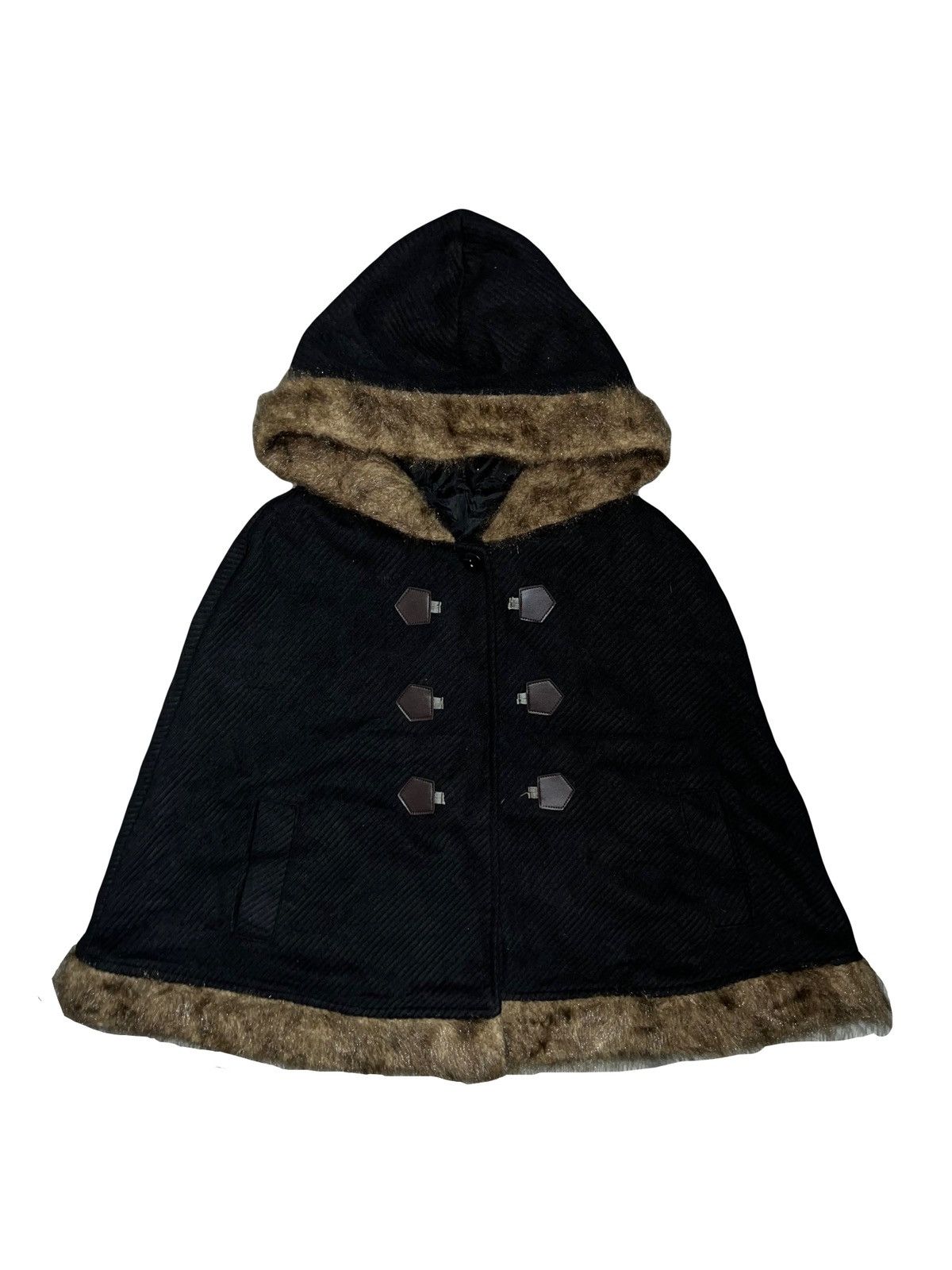 Japanese Brand Winter cape with fur hem 🖤🧛🏻‍♀️ Size S / US 4 / IT 40 - 5 Thumbnail