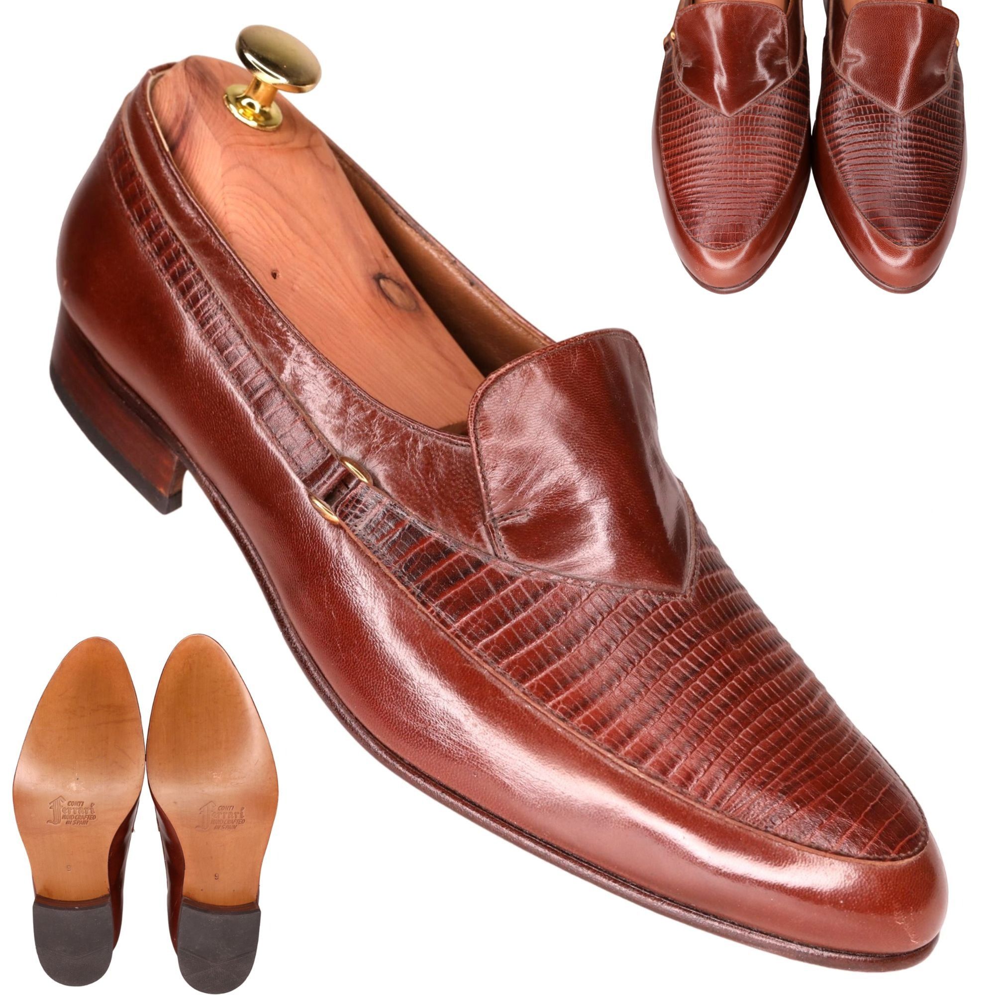 Ferrari New Vintage Conti Ferrari Men's 9 Brown Leather Handcrafted Size US 9 / EU 42 - 1 Thumbnail