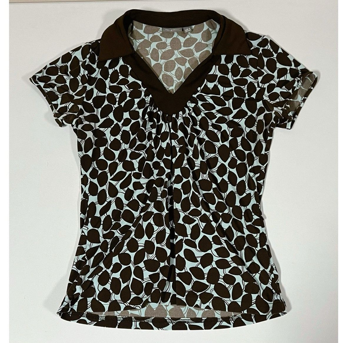 Apt. 9 Apt. 9 Brown Abstract Collared Polo Shirt Blouse Size S 🩵🤎✨ Size S / US 4 / IT 40 - 2 Thumbnail