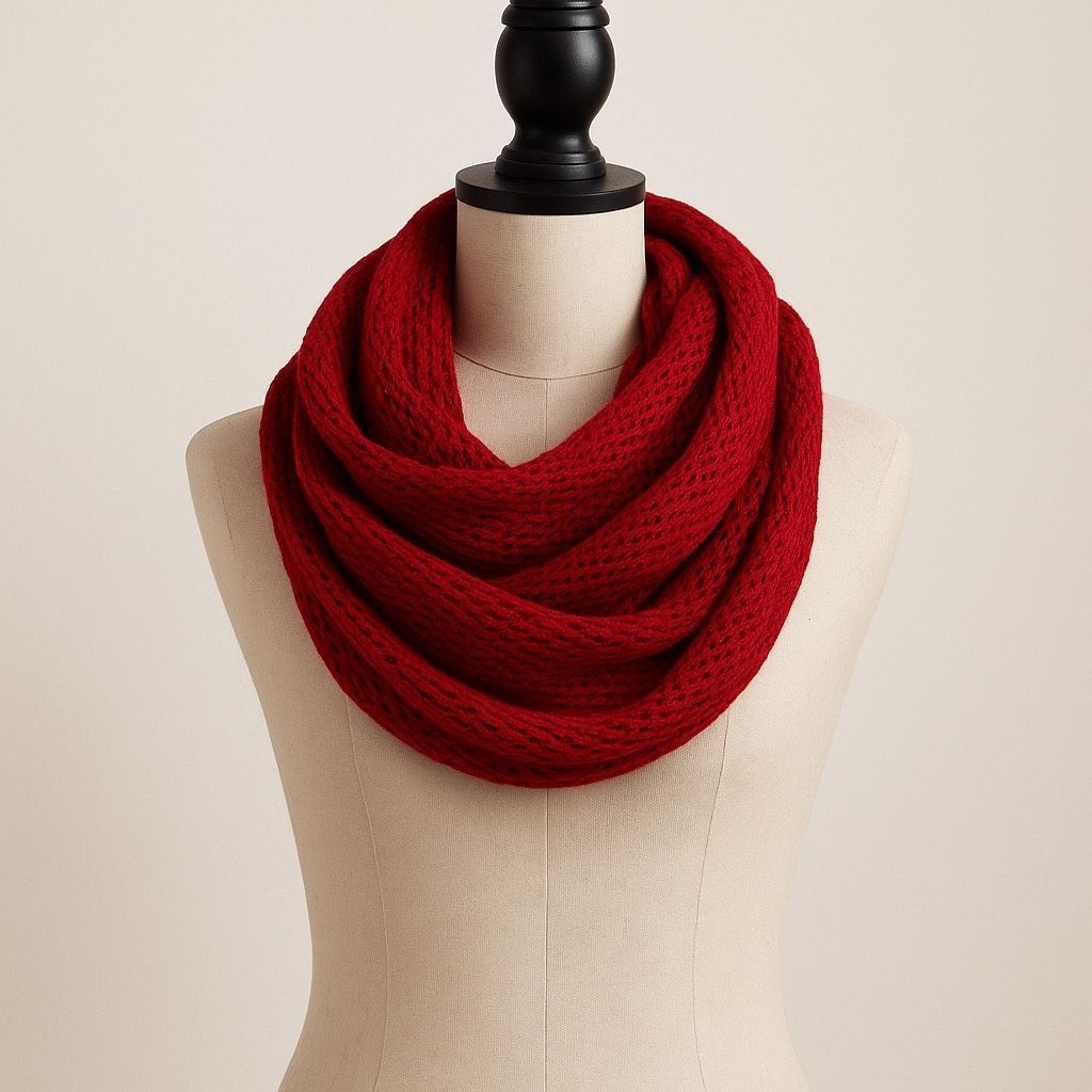 Other Cejon Red Metallic Knit Infinity Scarf Size ONE SIZE - 1 Thumbnail