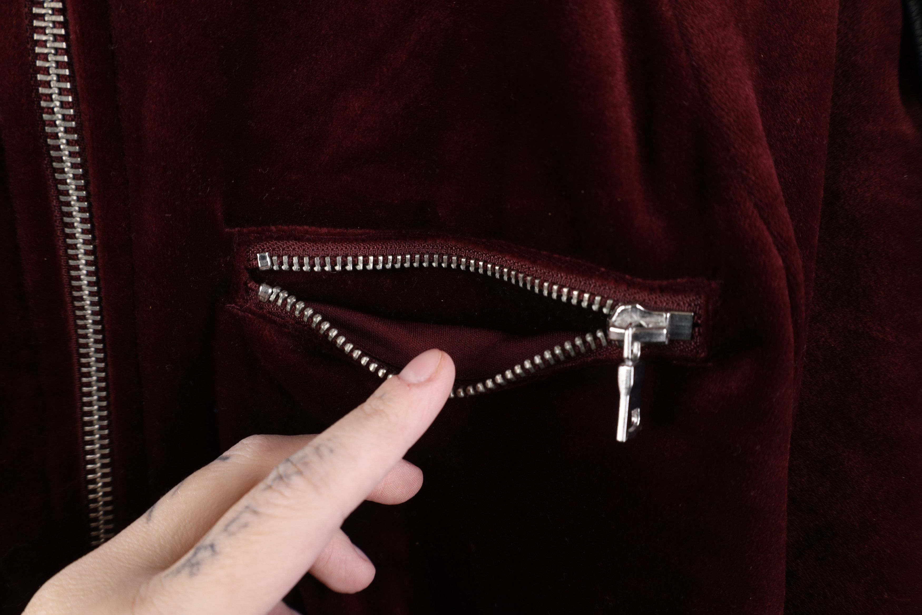 Vintage Y2K Streetwear Velour Full Zip Jacket Burgundy Red Black Size US M / EU 48-50 / 2 - 5 Thumbnail