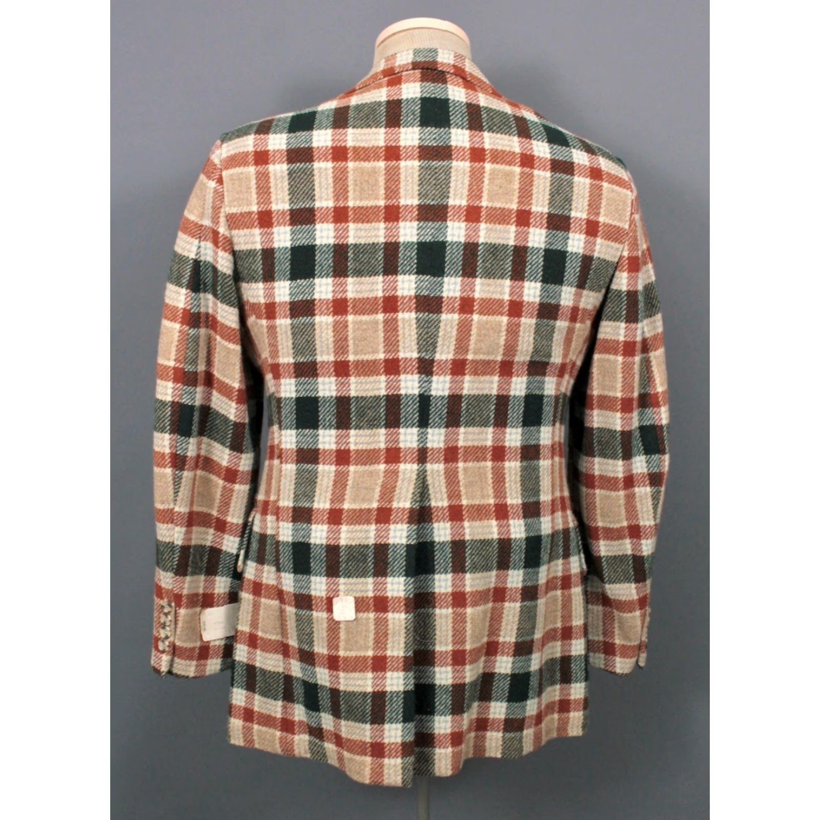 Vintage VINTAGE Mens VTG NOS 70s Green & Orange Plaid Blazer / Jacket Sz 36 R 1970s Wool Size 36R - 2 Thumbnail