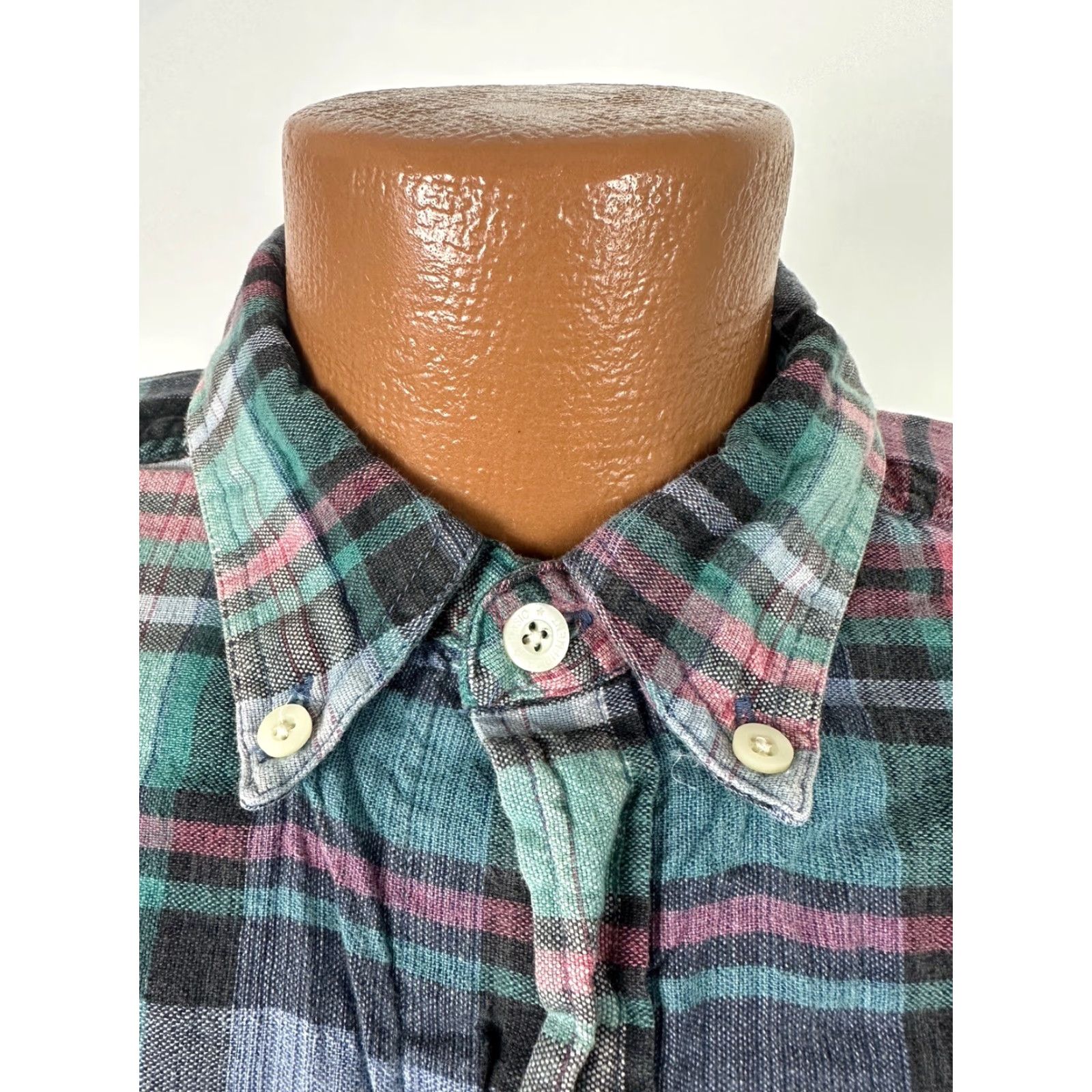 Equipment VINTAGE Basic Equipment Shirt Men L Blue Plaid Short Sleeve 80s 90s Casual 80s Vintage Slim Button-Up Pocket Collared Cotton Size US L / EU 52-54 / 3 - 4 Thumbnail