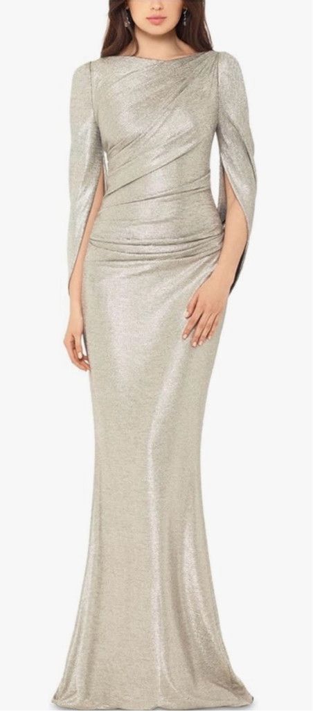 Betsey Johnson Women's Betsy & Adam Silver Long Dress Size 10 Size L / US 10 / IT 46 - 1 Thumbnail