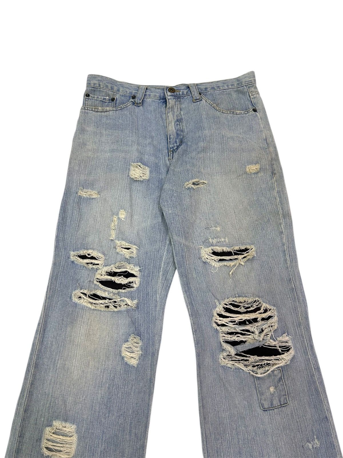 Japanese Brand × Vintage 💥Vintage Japanese Denim Exhibitionist Distressed Punk Jeans Size US 32 / EU 48 - 2 Thumbnail