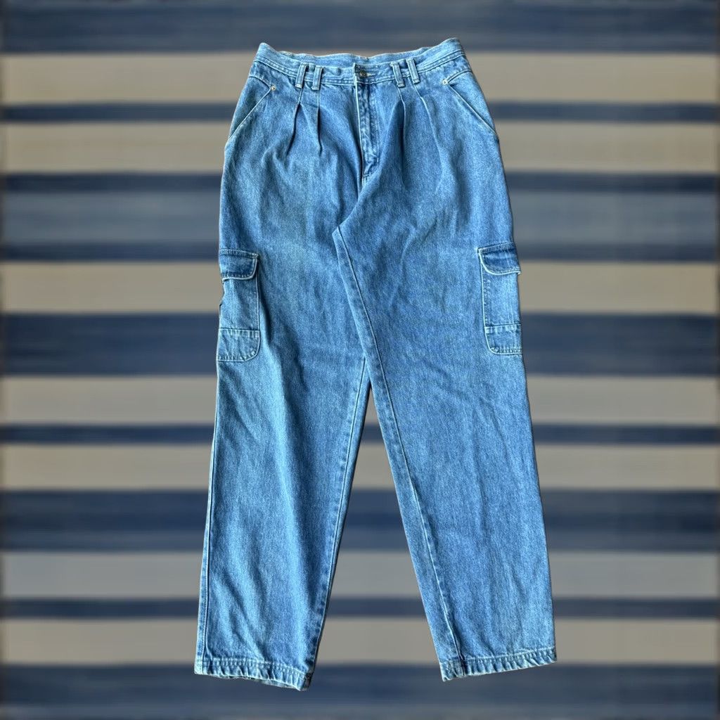 Vintage VINTAGE Kansas Jeans Cargo Baggy Distressed 90s Y2K Mens 36x33 Blue Cotton Straight Relaxed Cargo Pocket 33 Inseam Mens Size US 36 / EU 52 - 1 Thumbnail