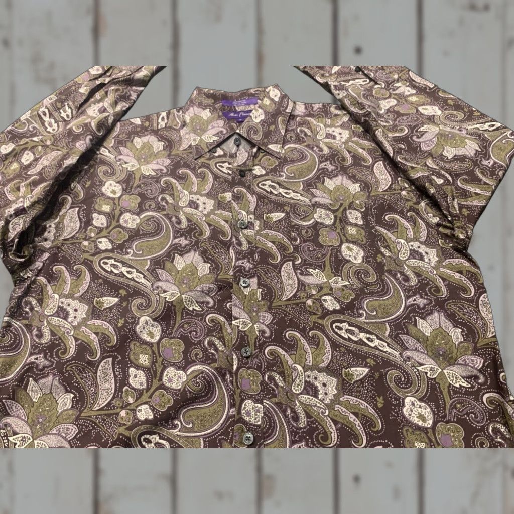 Vintage Alan Flusser Button Down Long Sleeve Mens Medium Purple Paisley Shirt Size US M / EU 48-50 / 2 - 1 Thumbnail
