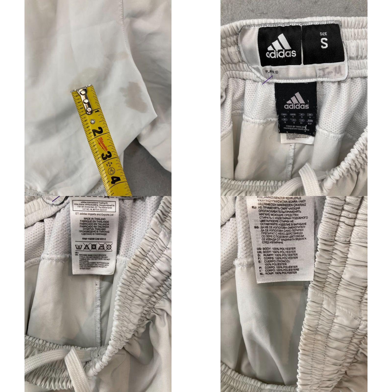 Adidas Adidas Mens Basketball Shorts White Small Athletic Drawstring Size US 29 - 9 Thumbnail