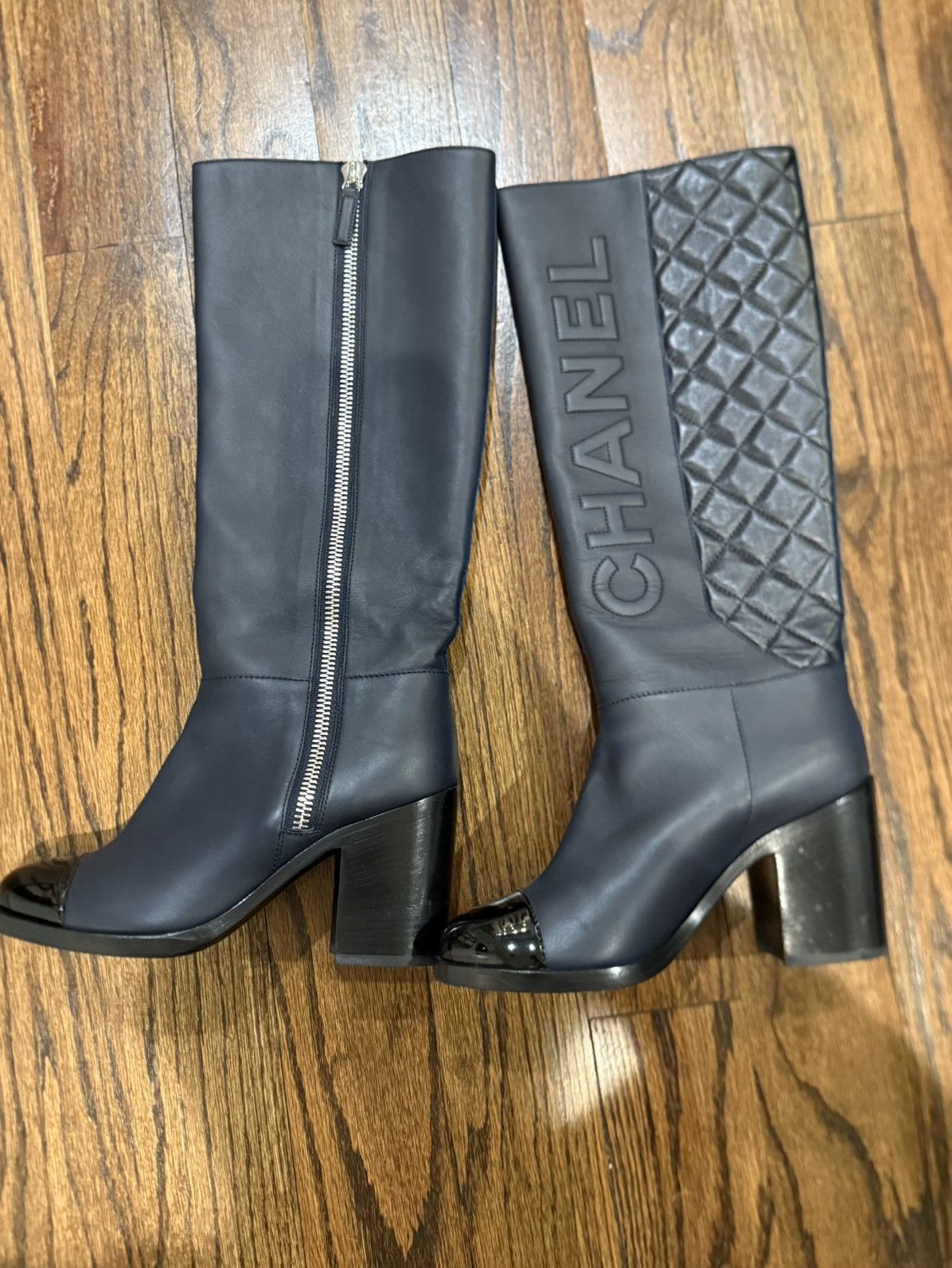 Chanel CHANEL 19B Leather Knee High Tall Boots Heels Size US 8.5 / IT 38.5 - 4 Thumbnail