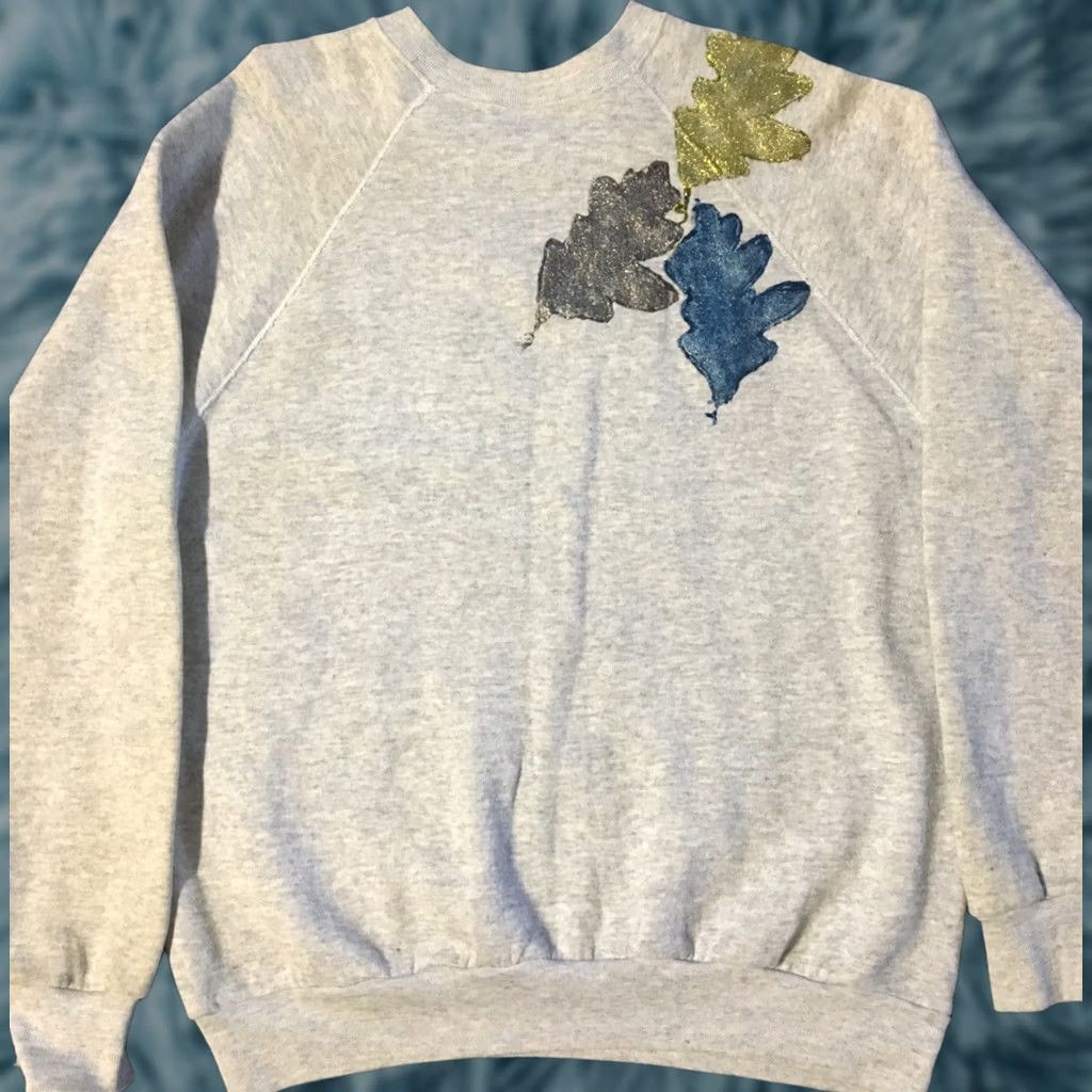 Tultex VINTAGE 80s Glitter Flowers Sweatshirt XL Tultex Gray USA Made Size US XL / EU 56 / 4 - 1 Thumbnail