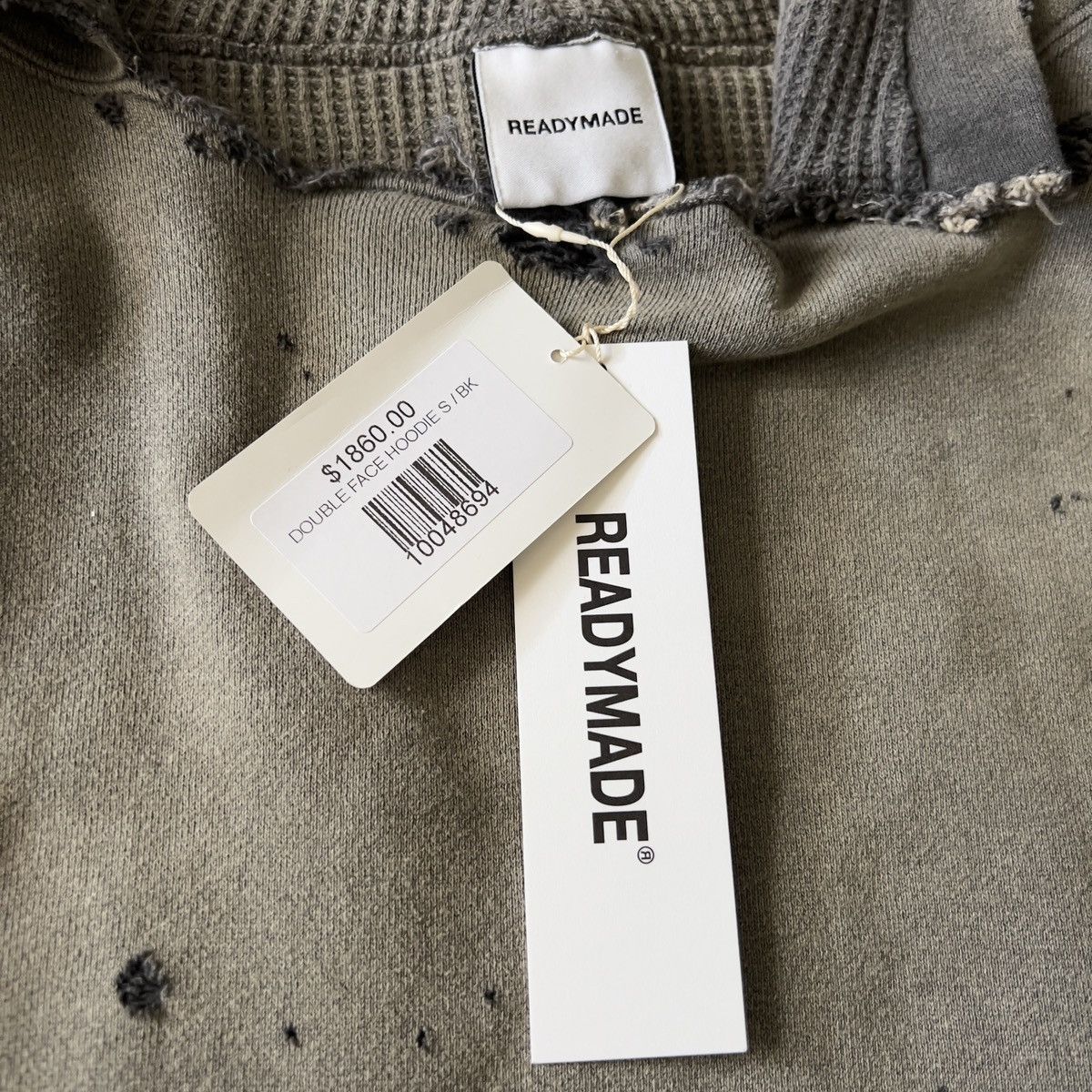READYMADE Readymade Washed Distressed Thrashed Thermal Lined Hoodie Size US XL / EU 56 / 4 - 9 Thumbnail
