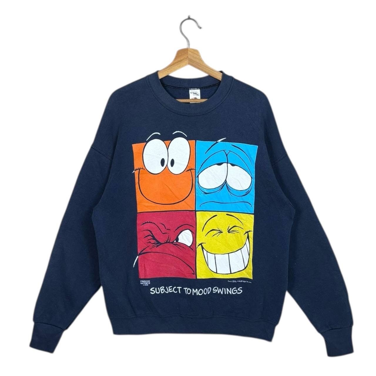 Fruit Of The Loom Vintage 1996 Freeze "Mood Swings" Smiley Sweatshirt Large Size US L / EU 52-54 / 3 - 1 Thumbnail