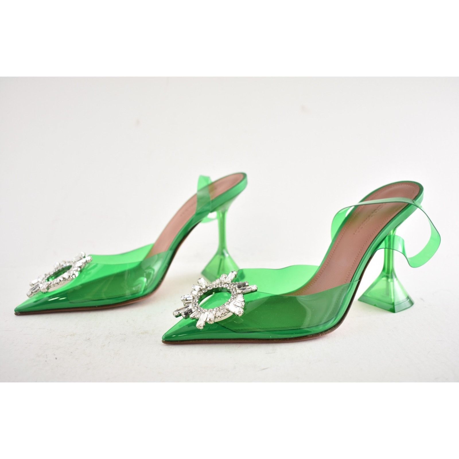 Amina Muaddi Amina Muaddi 95 Begum Glass PVC Green Clear Sling Size US 6.5 / IT 36.5 - 13 Thumbnail