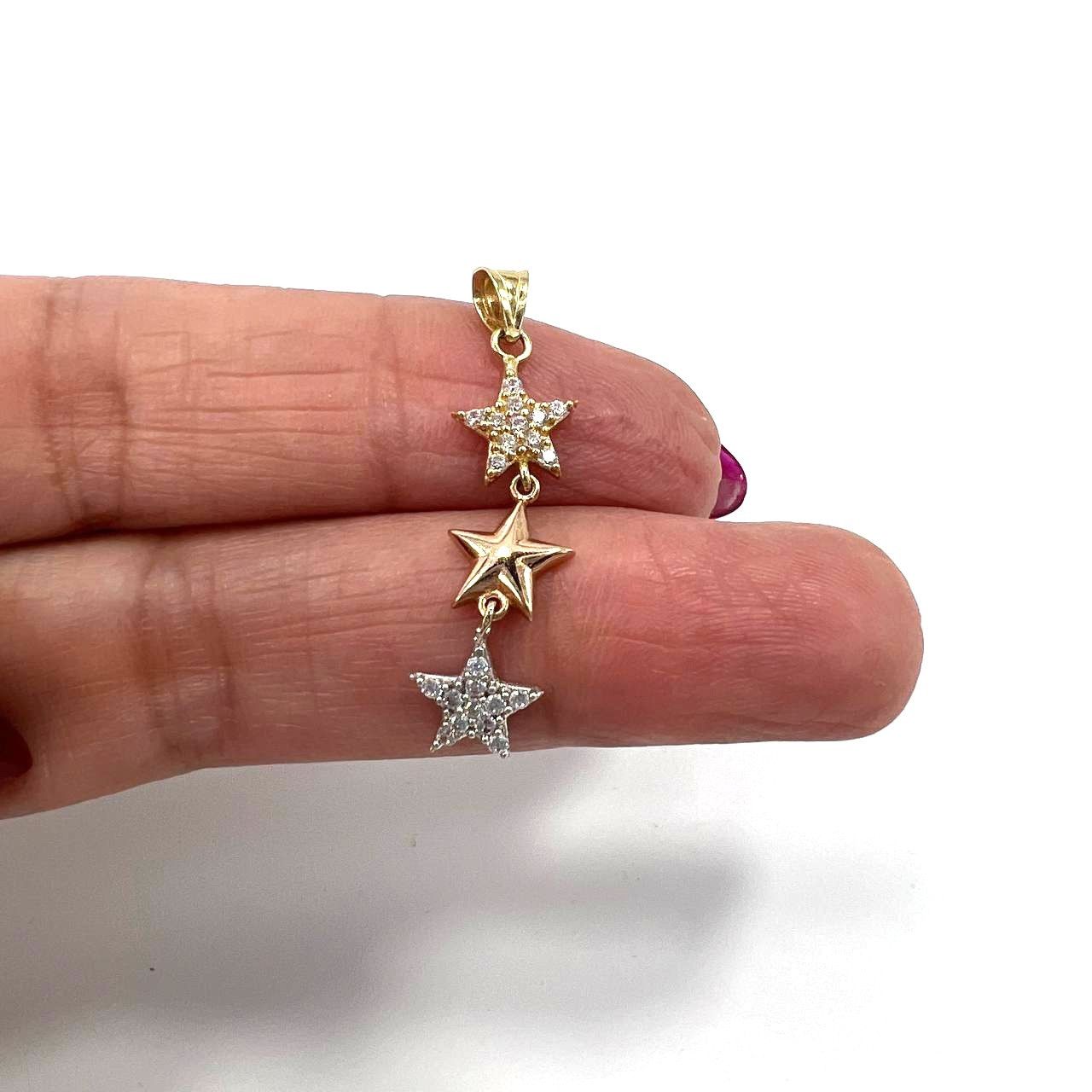 Other 14K Tri-Color Gold Star Pendant – Yellow, Rose, and White Size ONE SIZE - 4 Thumbnail