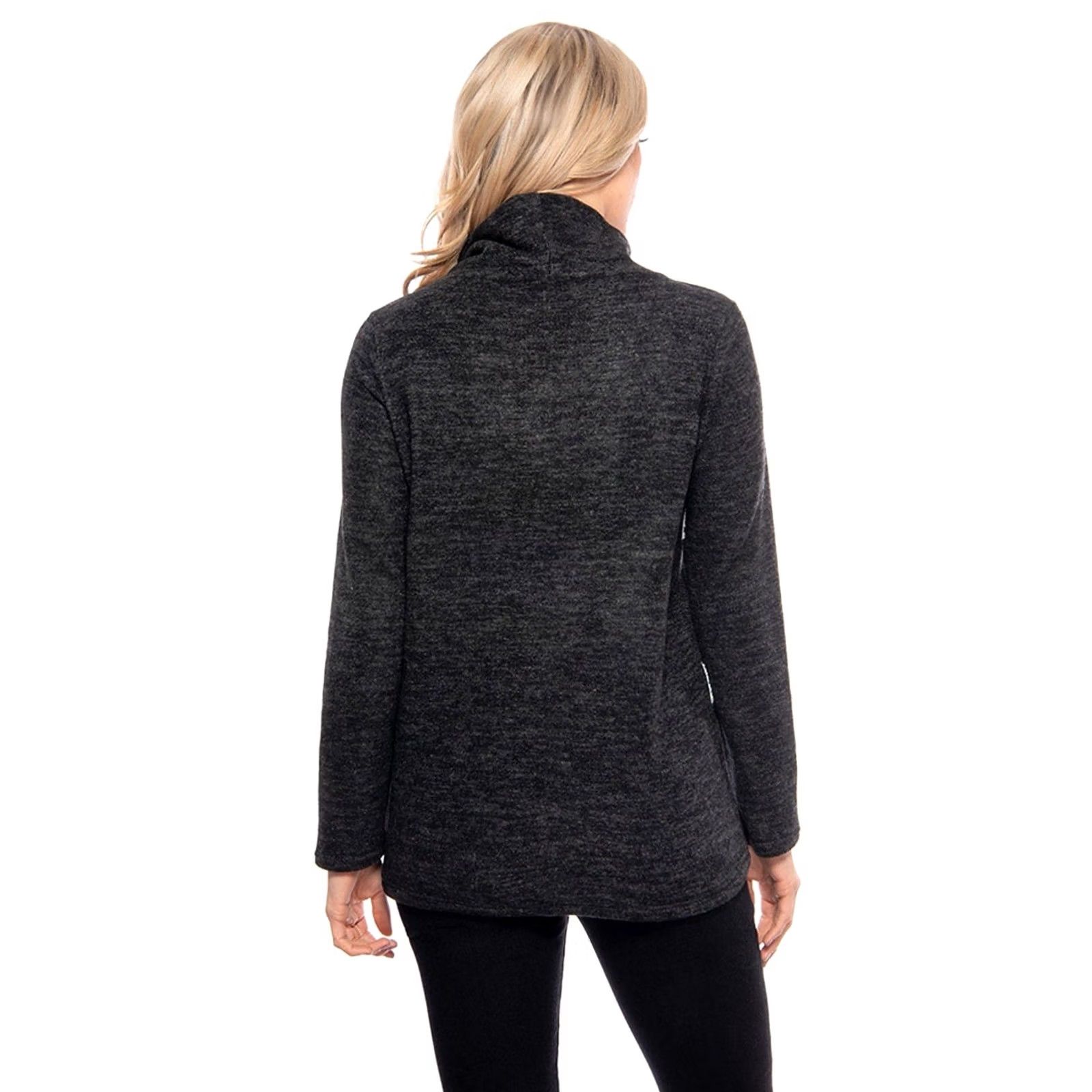 Vintage Trisha Tyler Women Charcoal Gray Star Fleece Cowl Neck Pullover Tunic Sweater XL Size XL / US 12-14 / IT 48-50 - 2 Thumbnail