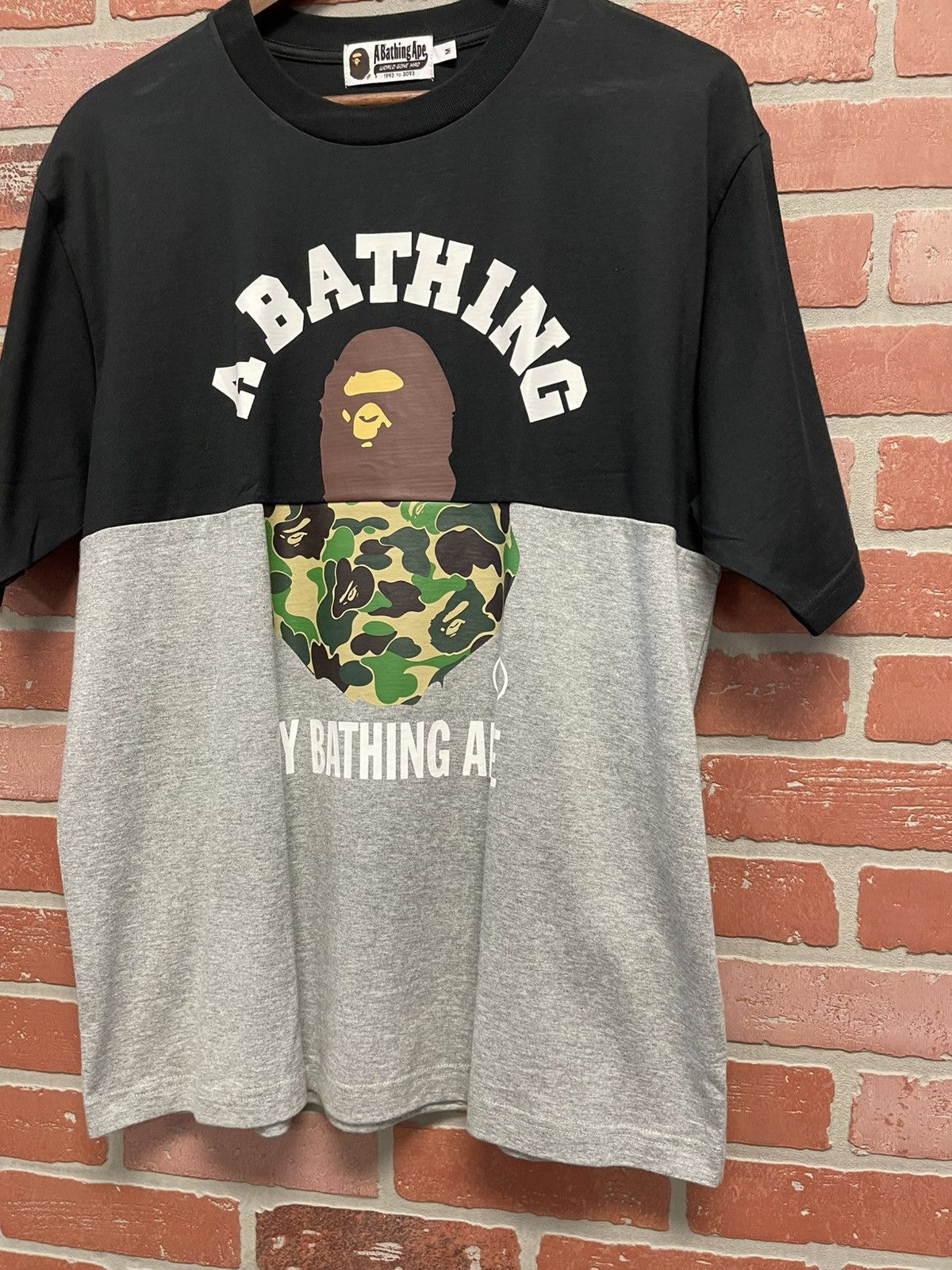 Bape Size M - Bape College Print Split Tee Grey/Black NEW Size US M / EU 48-50 / 2 - 3 Thumbnail