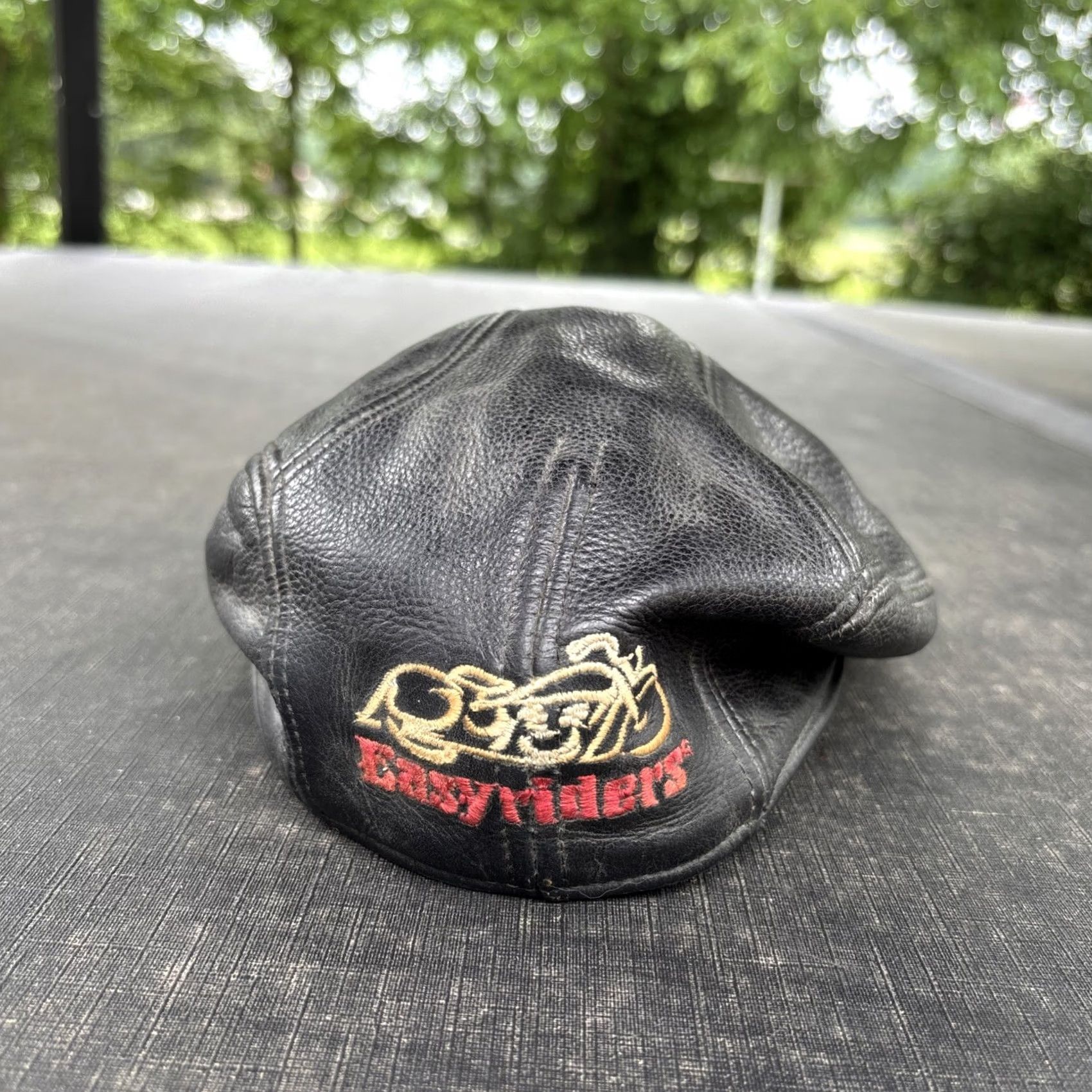 Vintage VINTAGE Easyriders Newsboy Cap Leather Black L/XL Men USA Cap Size ONE SIZE - 3 Thumbnail