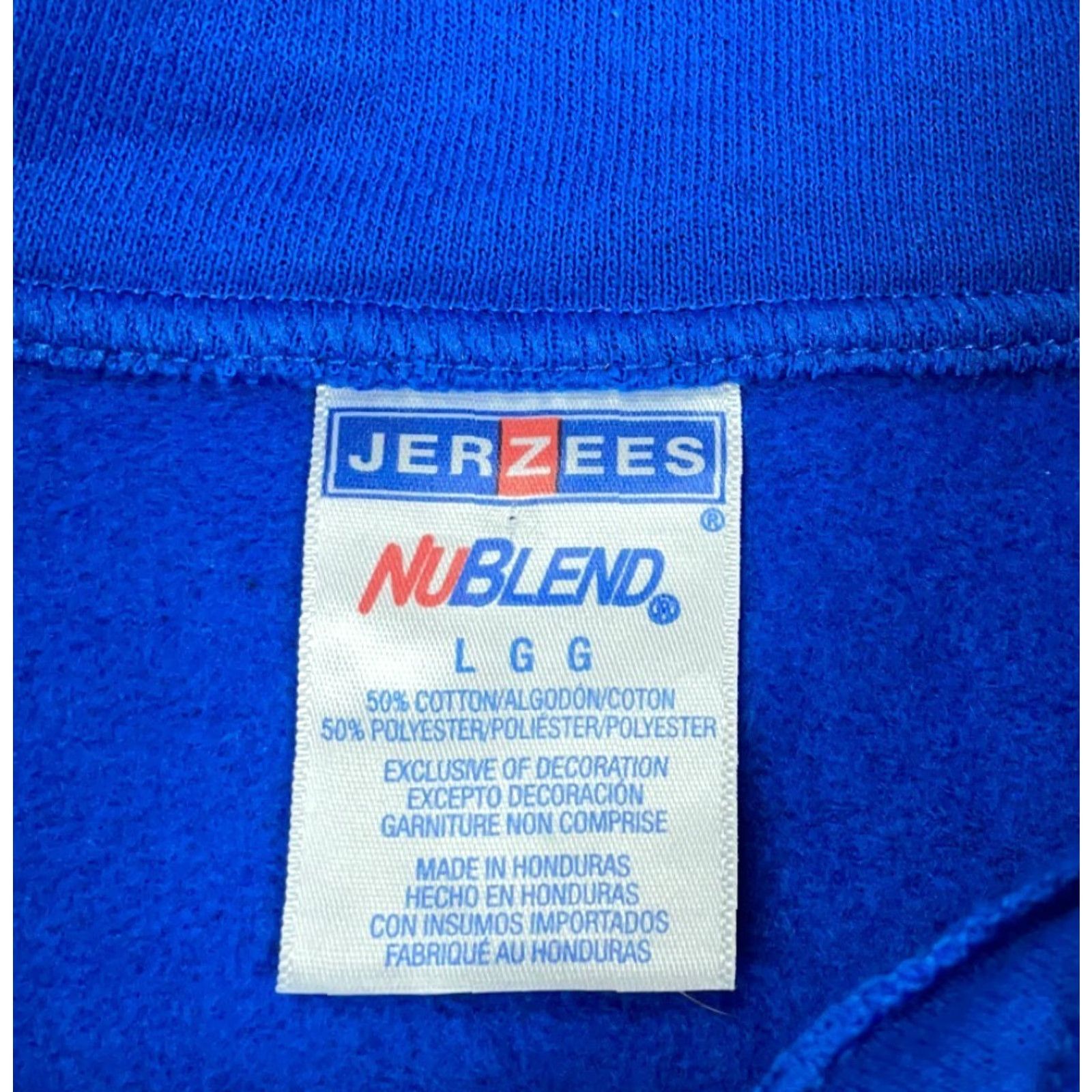 Jerzees Nouvel Embroidered School Crest Sweatshirt 1/4-Zip Adult Large Blue Collared Size US L / EU 52-54 / 3 - 3 Thumbnail