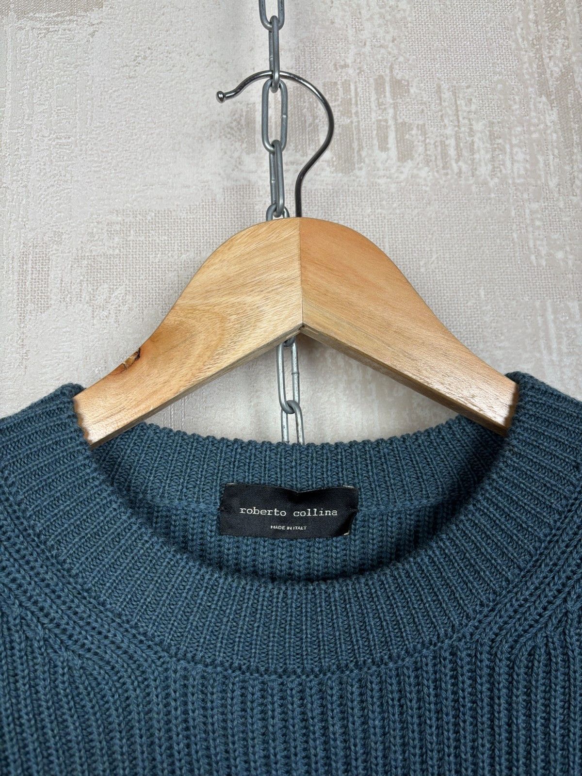 Roberto Collina Roberto Collina Dark Teal Knit Wool Sweater Crew Neck Size US M / EU 48-50 / 2 - 4 Thumbnail