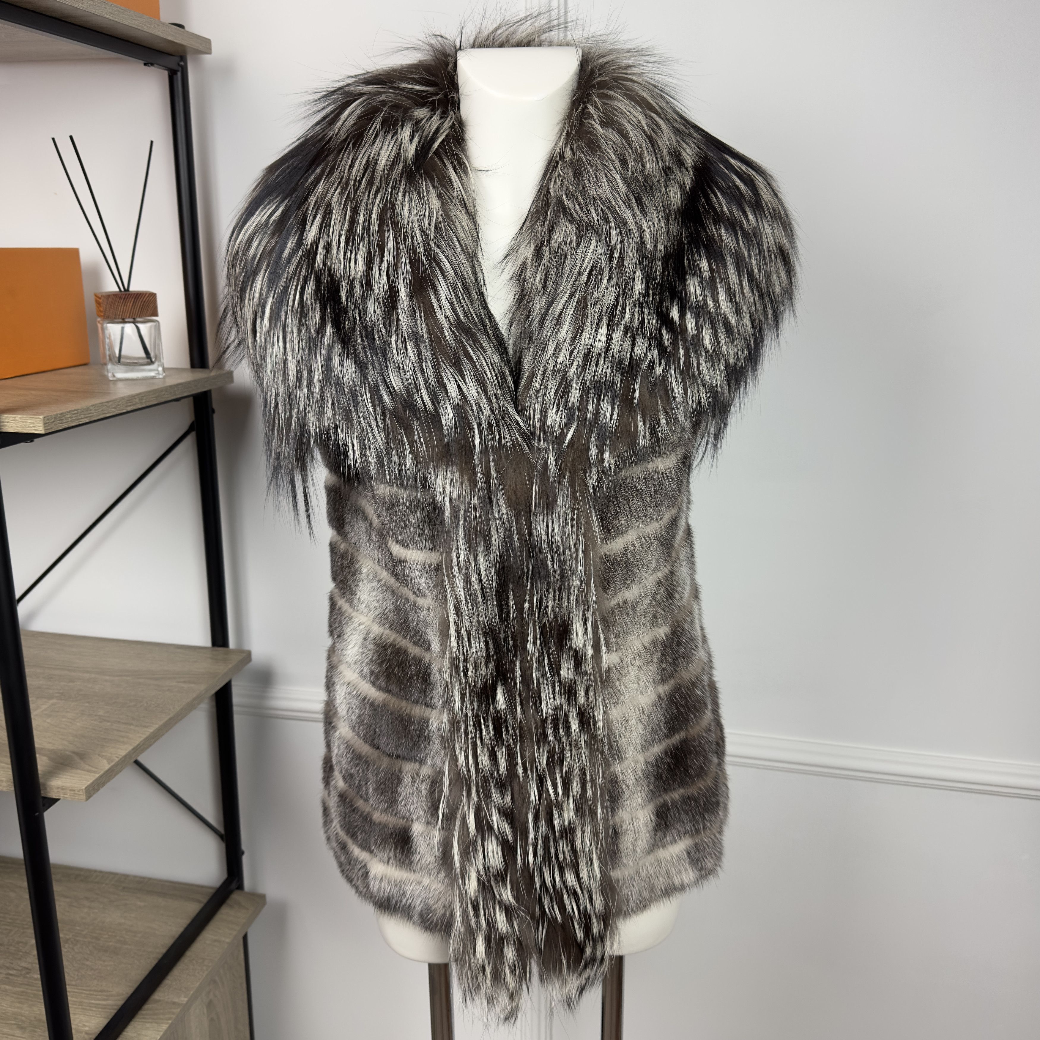 image of Prada Mink Fox Fur Sleeveless Gilet Vest Size 42 in Grey, Women's