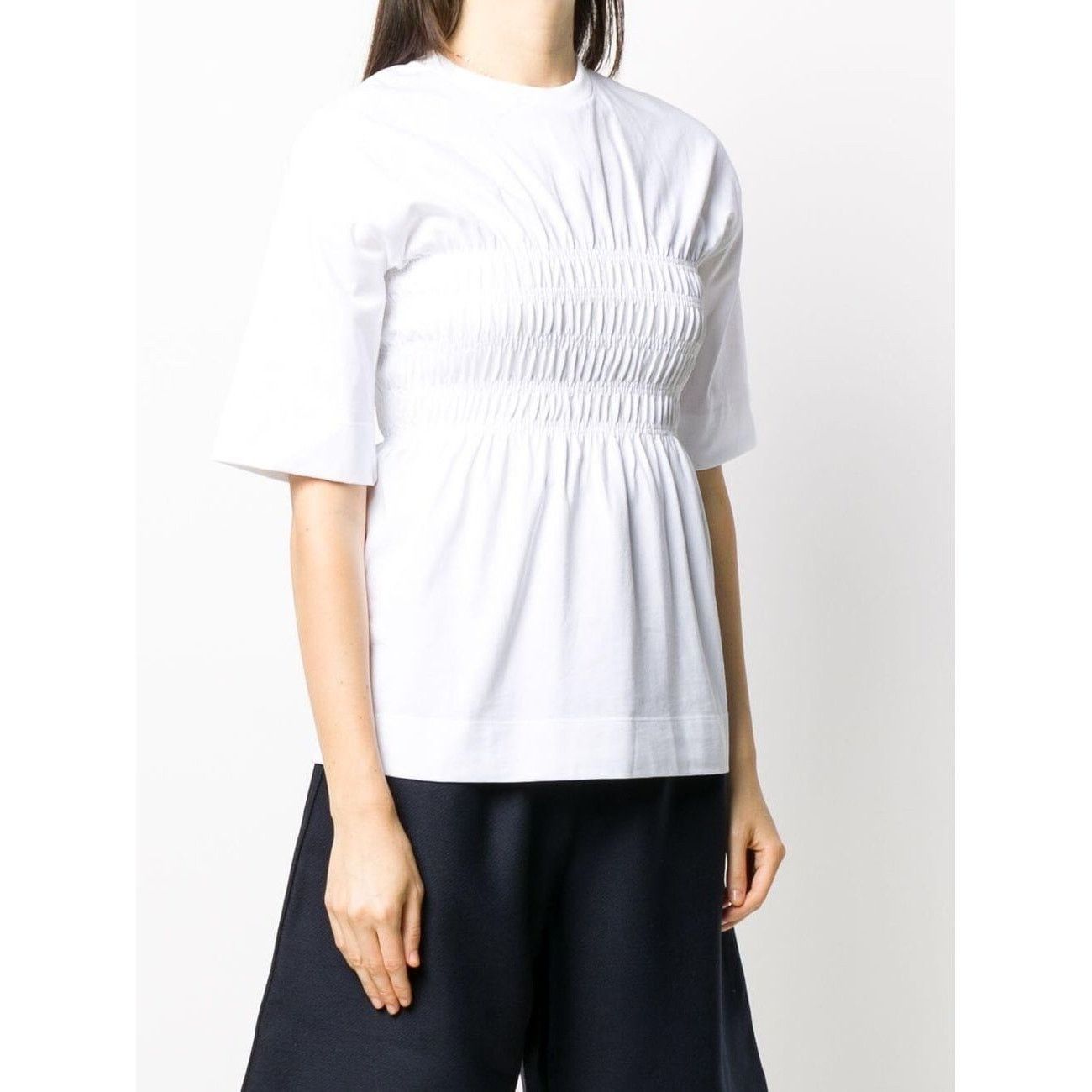 Ganni $300 New Ganni Smocked Jersey White Top - XXS Size XXS / US 00 / IT 34 - 1 Thumbnail
