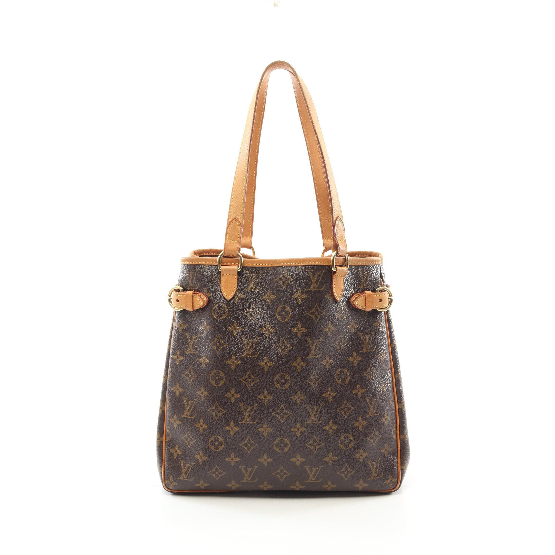 Louis Vuitton Batignolles Vertical Monogram Shoulder Bag Tote Leather Brown