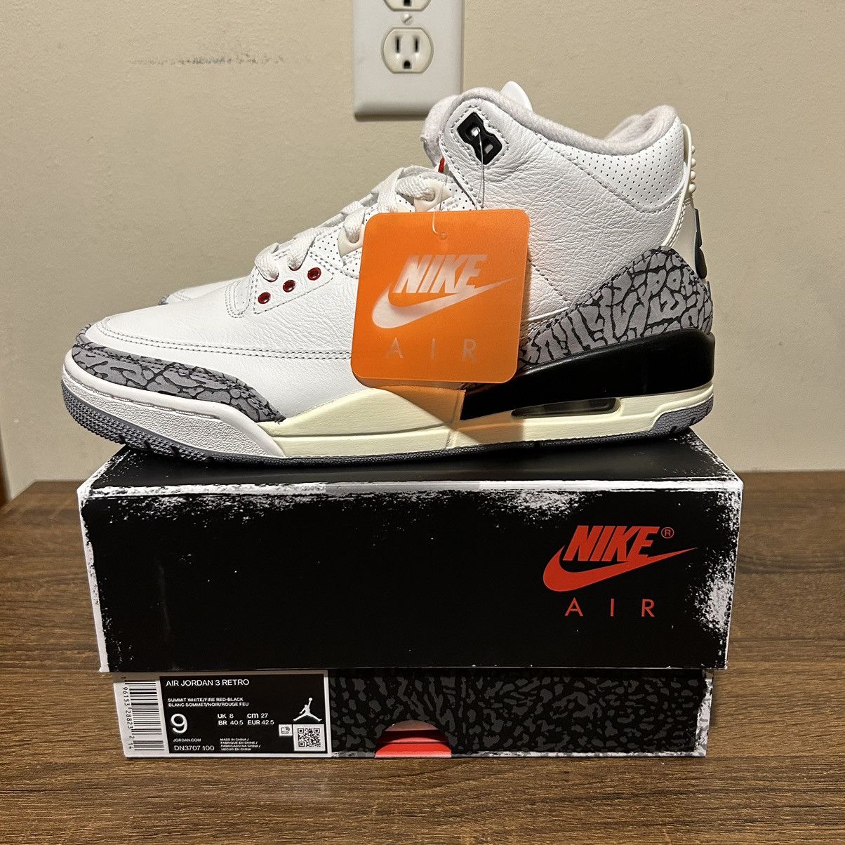 Designer × Jordan Brand × Nike Nike Air Jordan Retro 3 White Cement Reimagined Men’s 9 NEW Size US 9 / EU 42 - 6 Thumbnail