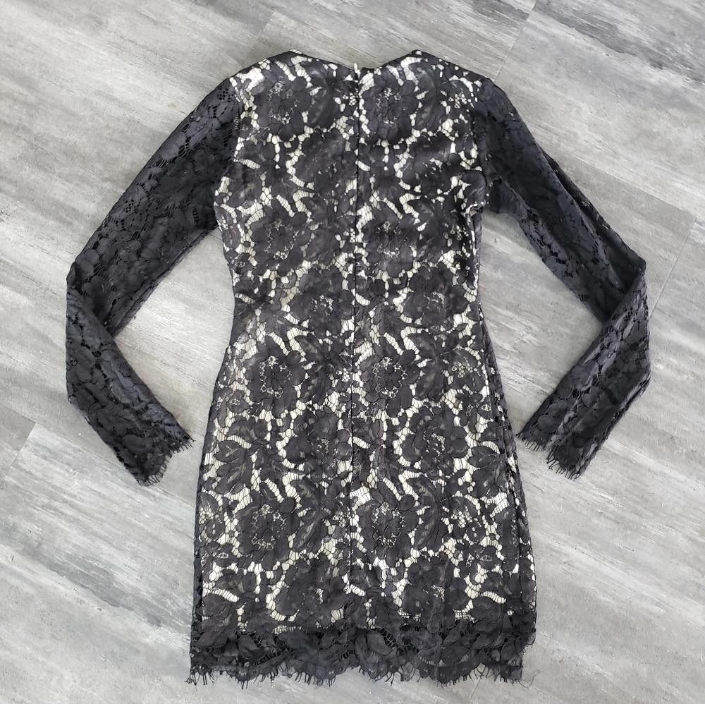 Designer Black Laced Detailed Long Sleeve Mini Size S / US 4 / IT 40 - 2 Thumbnail