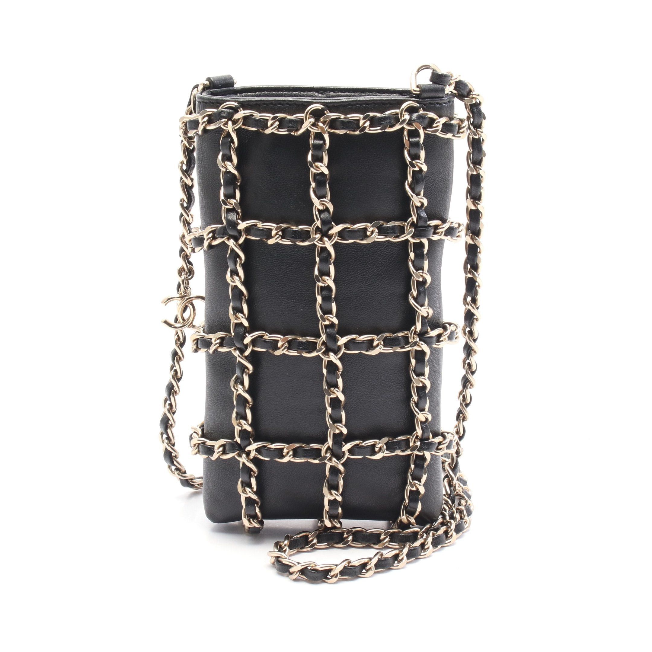 Chanel Chanel Coco Mark Phone Holder Chain Shoulder Bag Leather Black Gold Hardware Size ONE SIZE - 1 Thumbnail