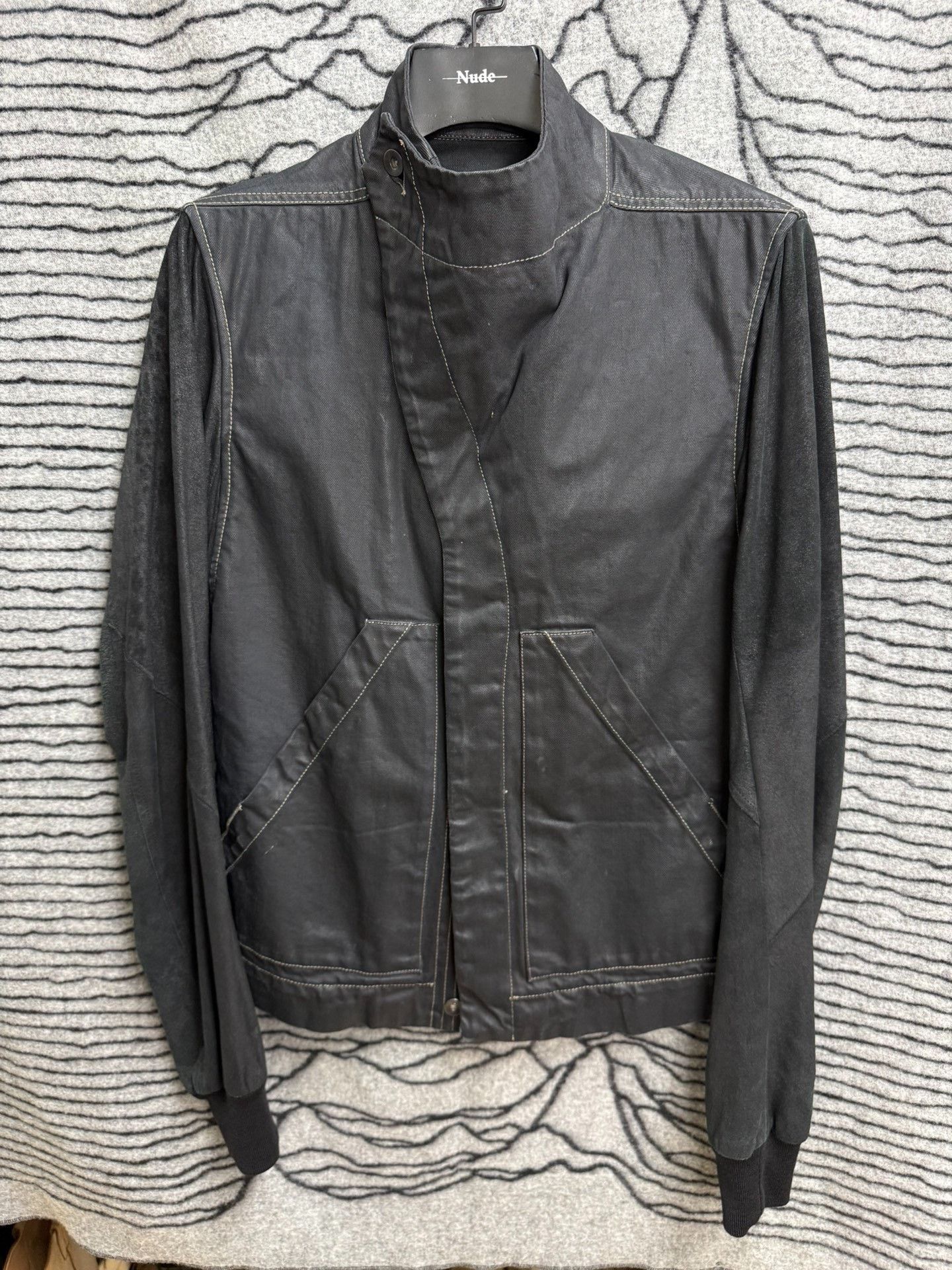 Rick Owens Rick Owens Waxed Denim Distressed Sheepskin Jacket Size US M / EU 48-50 / 2 - 1 Thumbnail