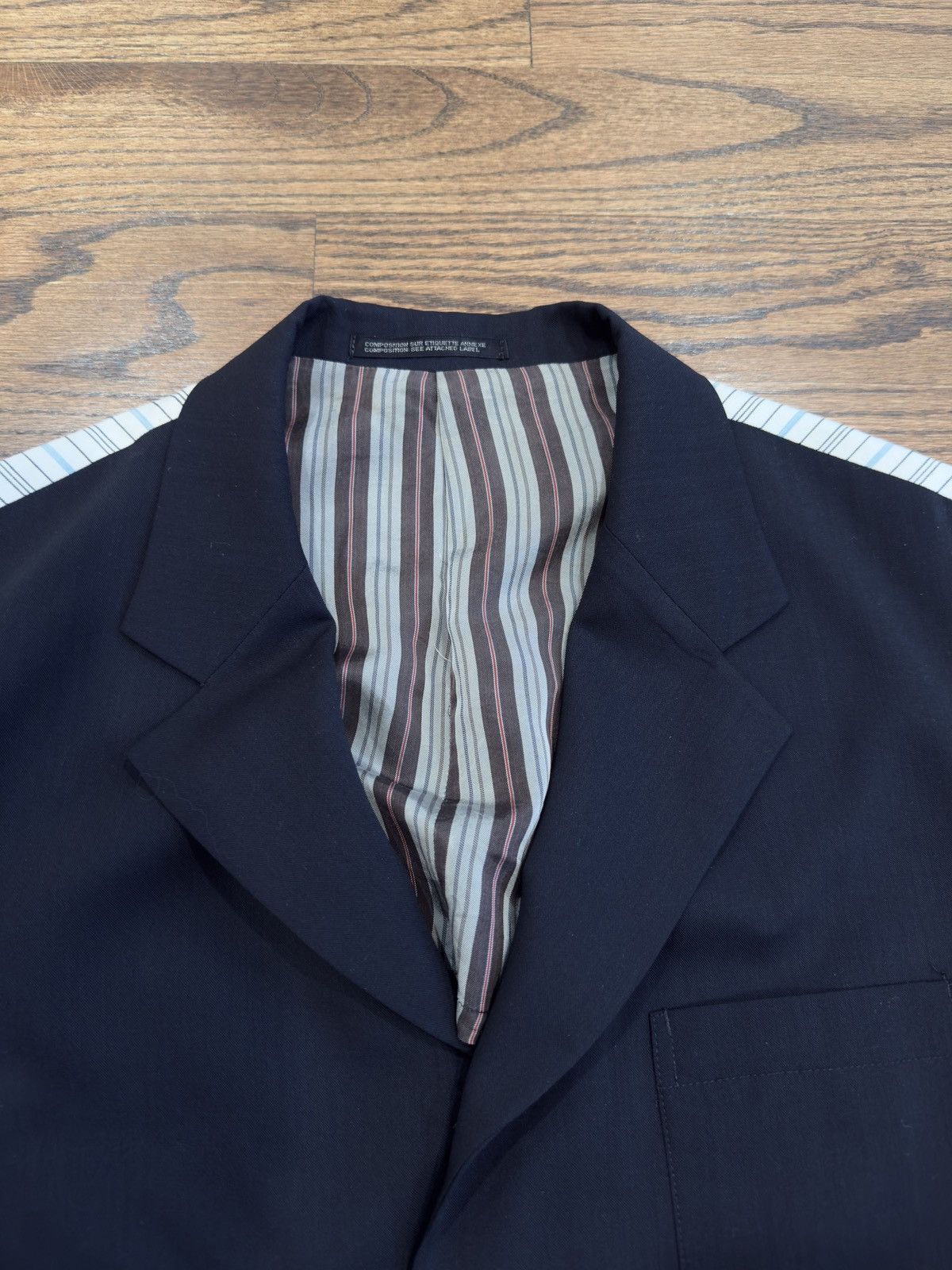 Yohji Yamamoto Yohji Yamamoto Pour Homme SS93 Pinstripe Switching Jacket Size US M / EU 48-50 / 2 - 4 Thumbnail