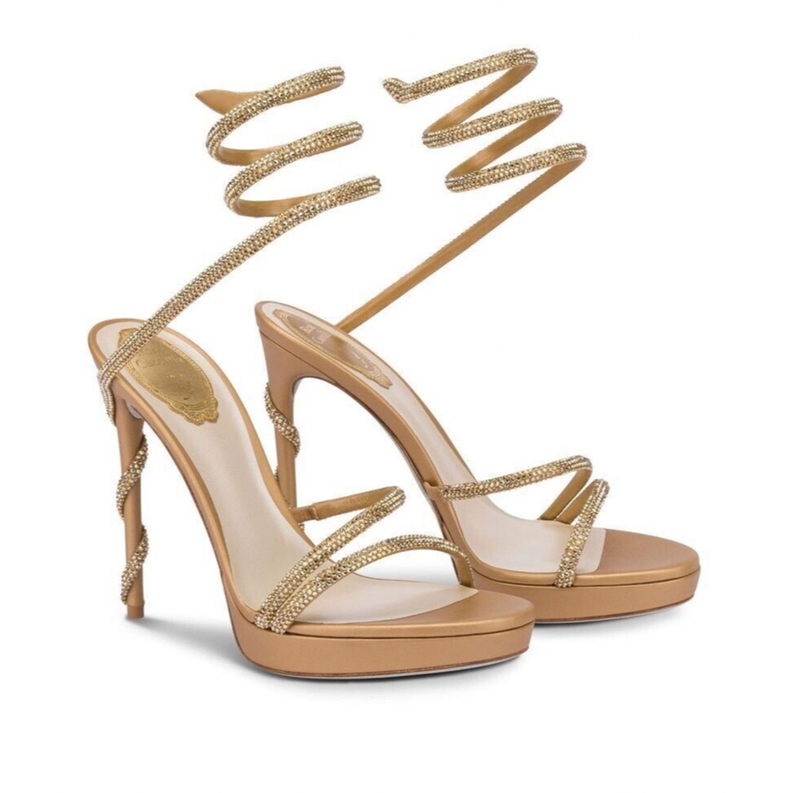 Rene Caovilla Margot 130 Crystal Platform Wrap Strap Sandal Heel Pump 41 Size US 11 / IT 41 - 3 Thumbnail