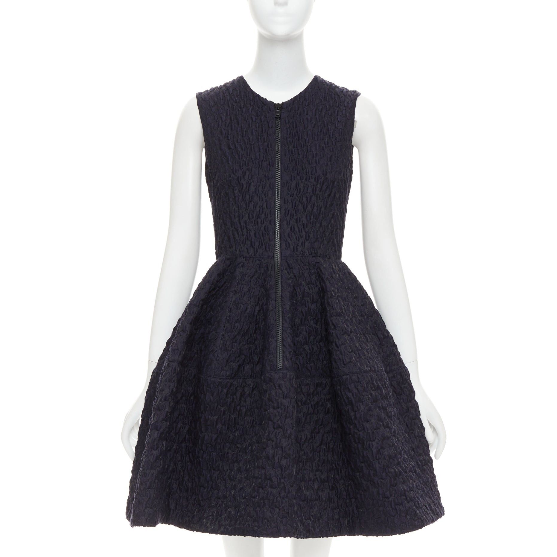 ANAIS JOURDEN JOURDEN ANAIS navy blue black wool blend cloque fit flare cocktail dress FR38 M Size M / US 6-8 / IT 42-44 - 1 Thumbnail