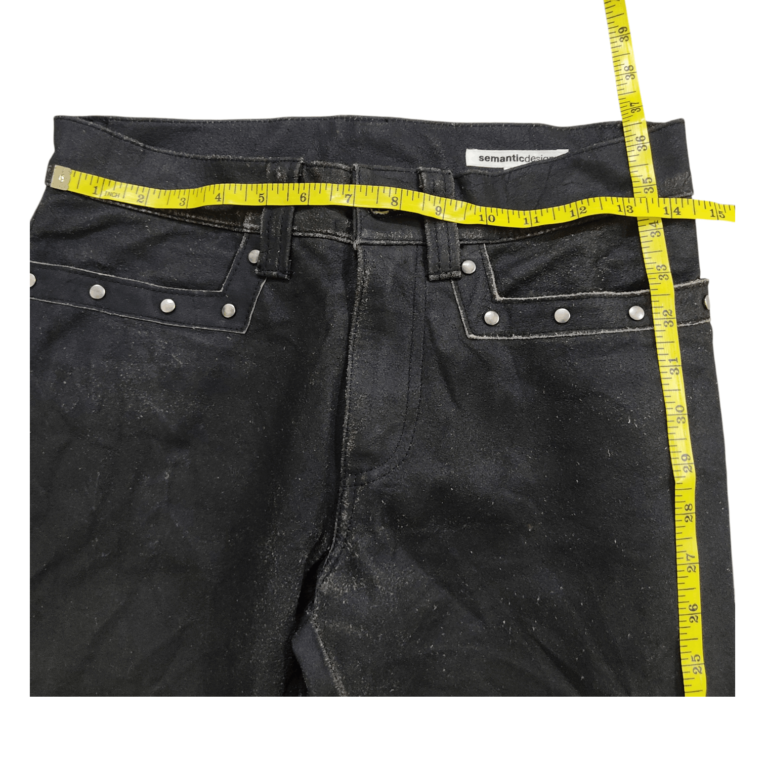 semanticdesign Semantic Design Studded Bikers Cowhide Leather Pants Size US 28 / EU 44 - 12 Thumbnail