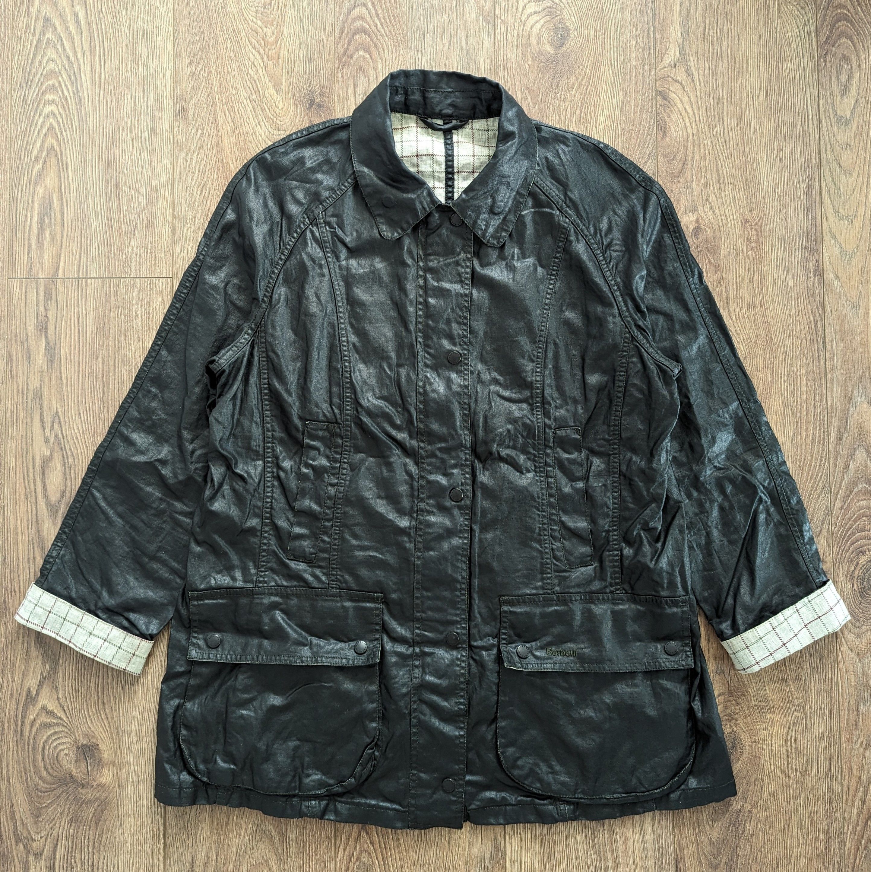 image of Barbour Duralinen Tattersall Women's Jacket England Luxury in Black (Size XL)