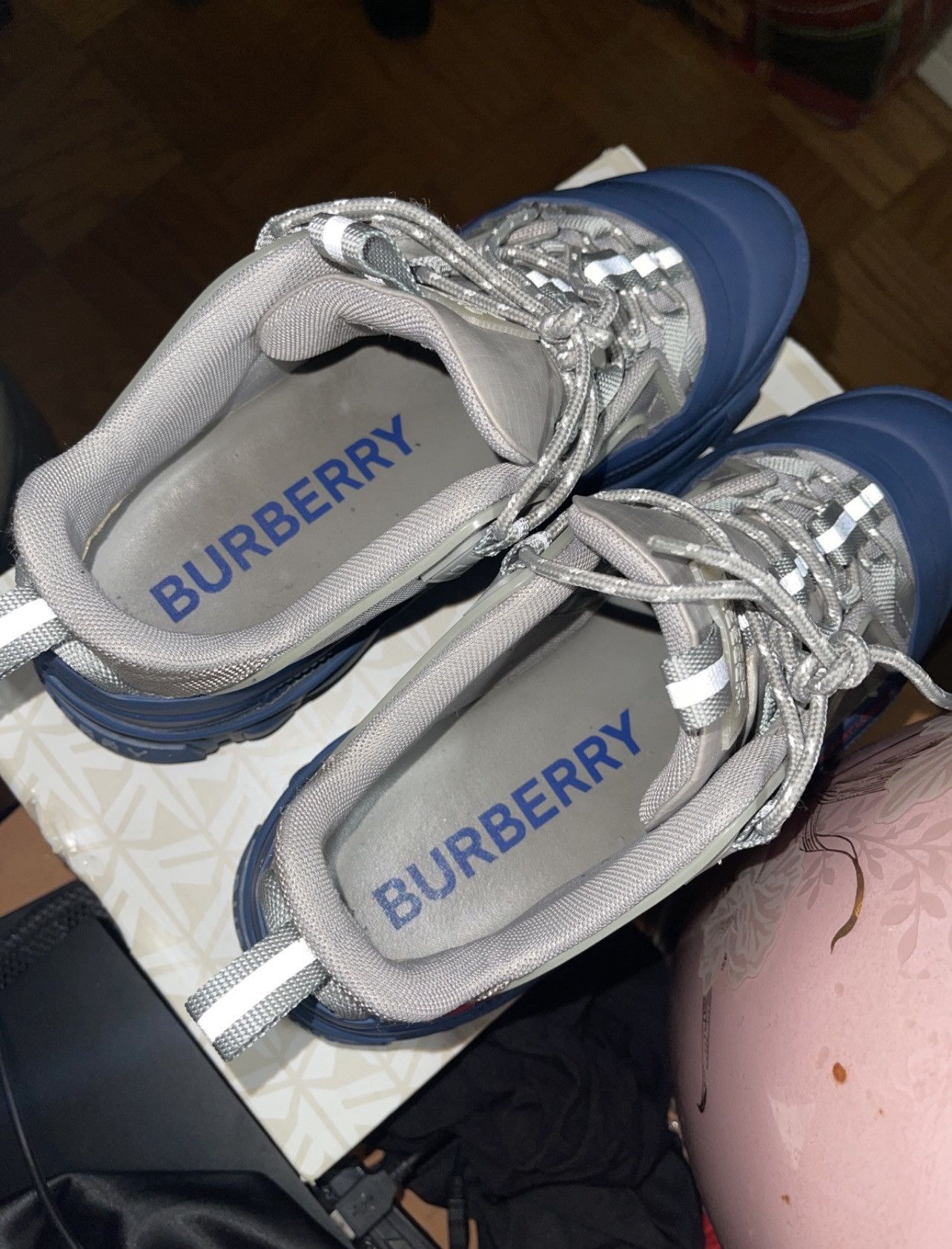 Burberry BURBERRY ARTHUR SNEAKERS WARM GREY OCEANIC BLUE SZ 43 (10) Size US 10 / EU 43 - 8 Thumbnail