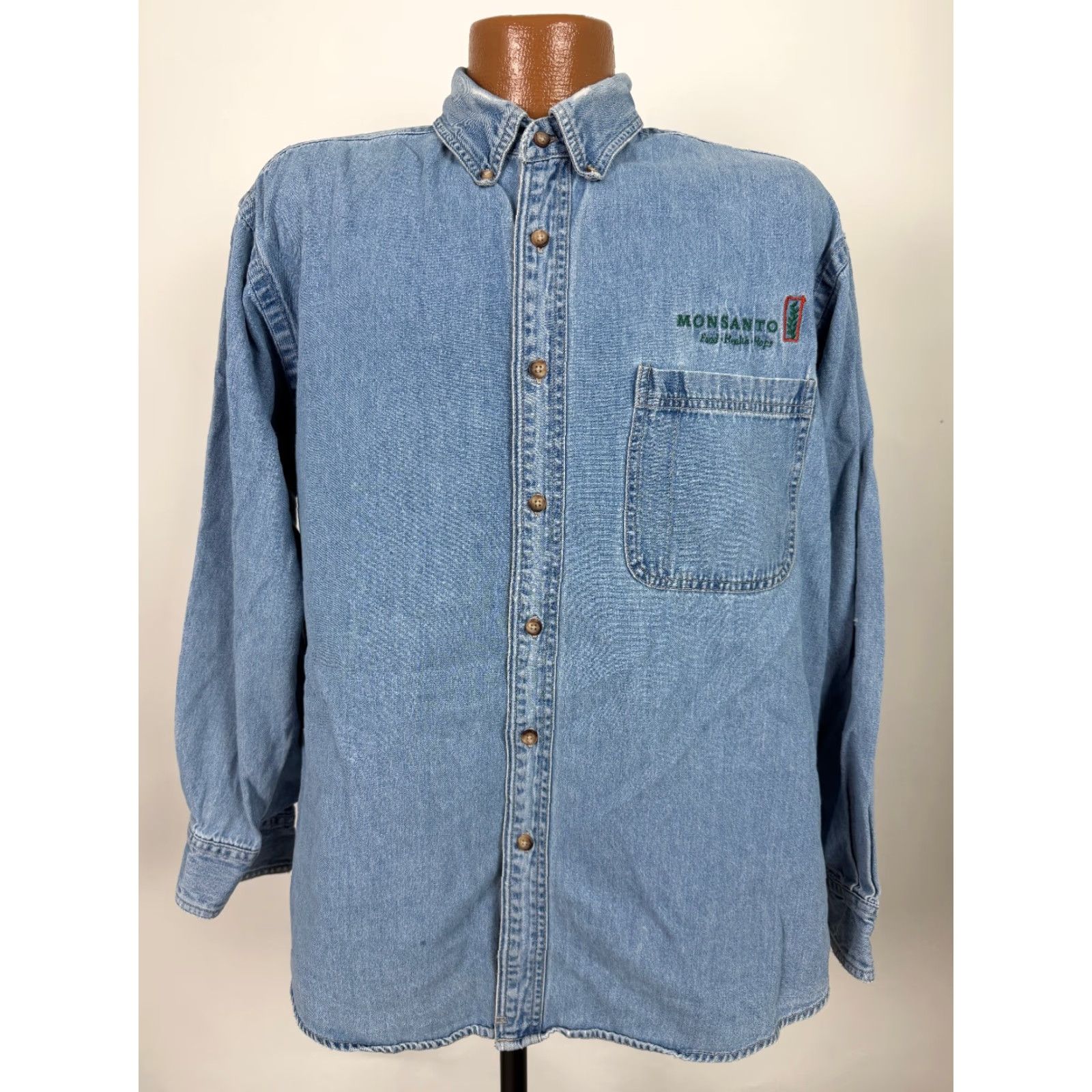 Hope VINTAGE Swingster Denim Shirt Men L Blue Cotton Heavyweight Pockets 90s Outdoor Y2K Button-Down Collared Size US L / EU 52-54 / 3 - 3 Thumbnail
