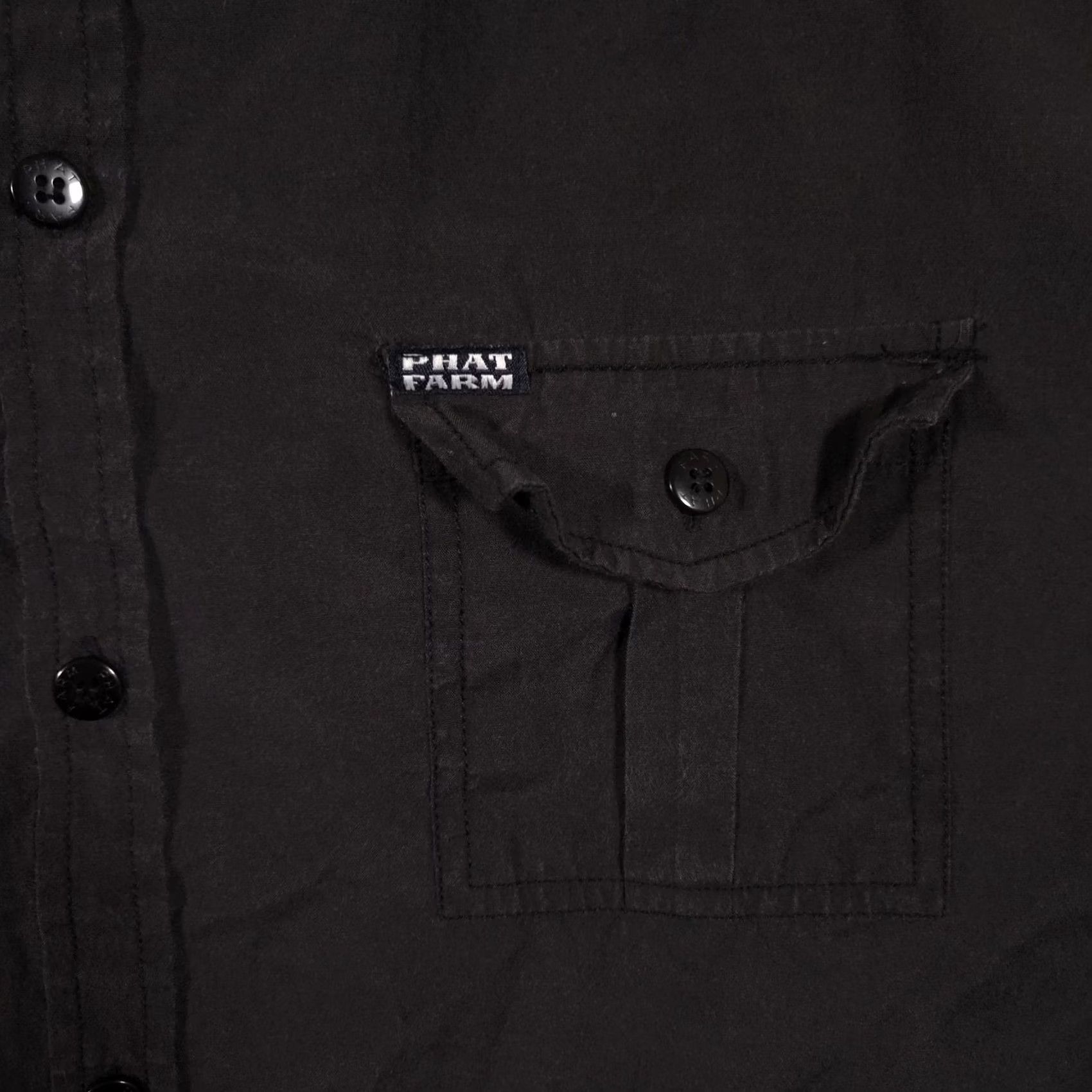 Phat Farm Phat Farm Shirt Mens 2XL Black Solid Button Front Short Sleeve Fitted Casual Size US XXL / EU 58 / 5 - 4 Thumbnail