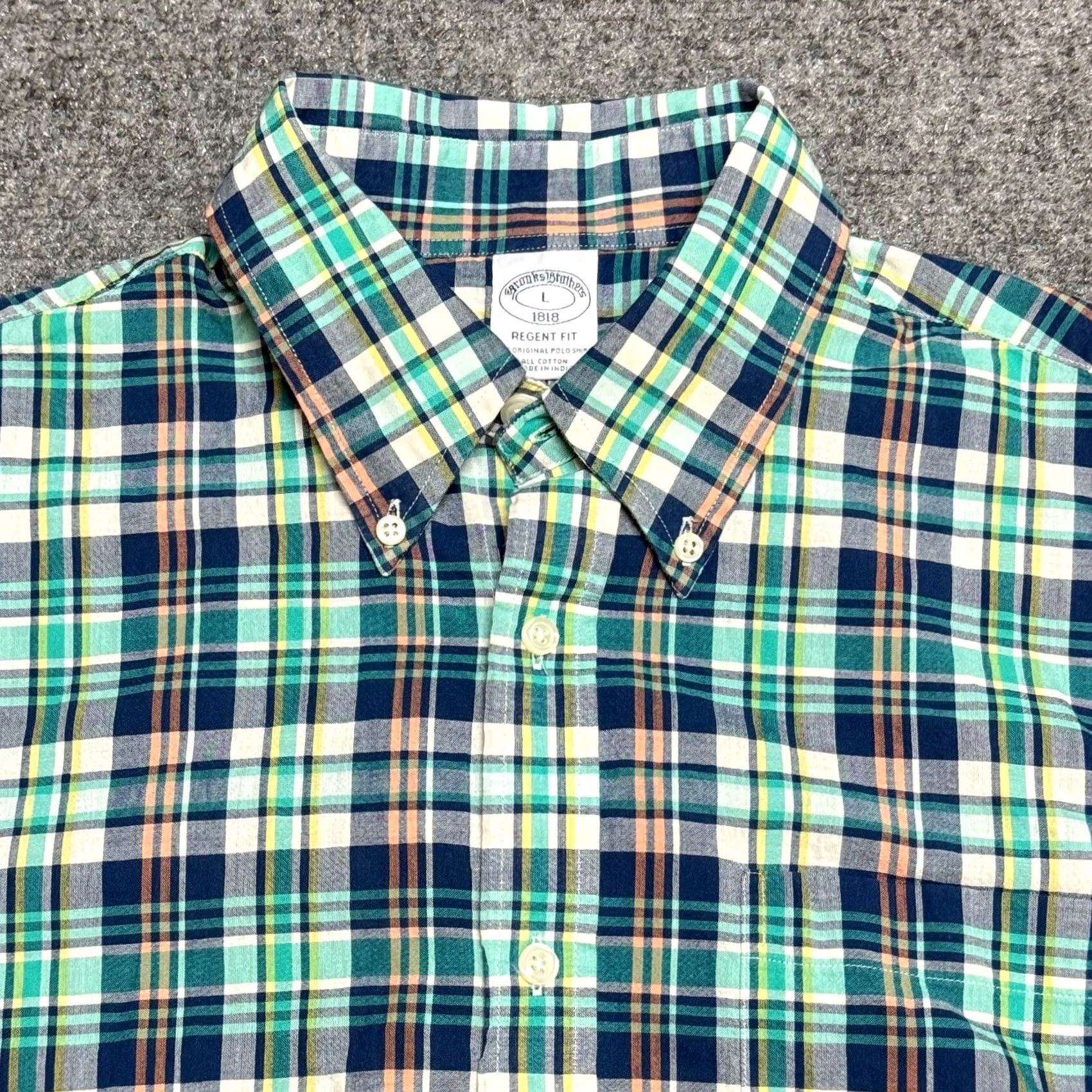 Brooks Brothers Brooks Brothers Shirt L Blue Plaid Cotton Regent Fit Short Sleeve India Madras Size US L / EU 52-54 / 3 - 2 Thumbnail