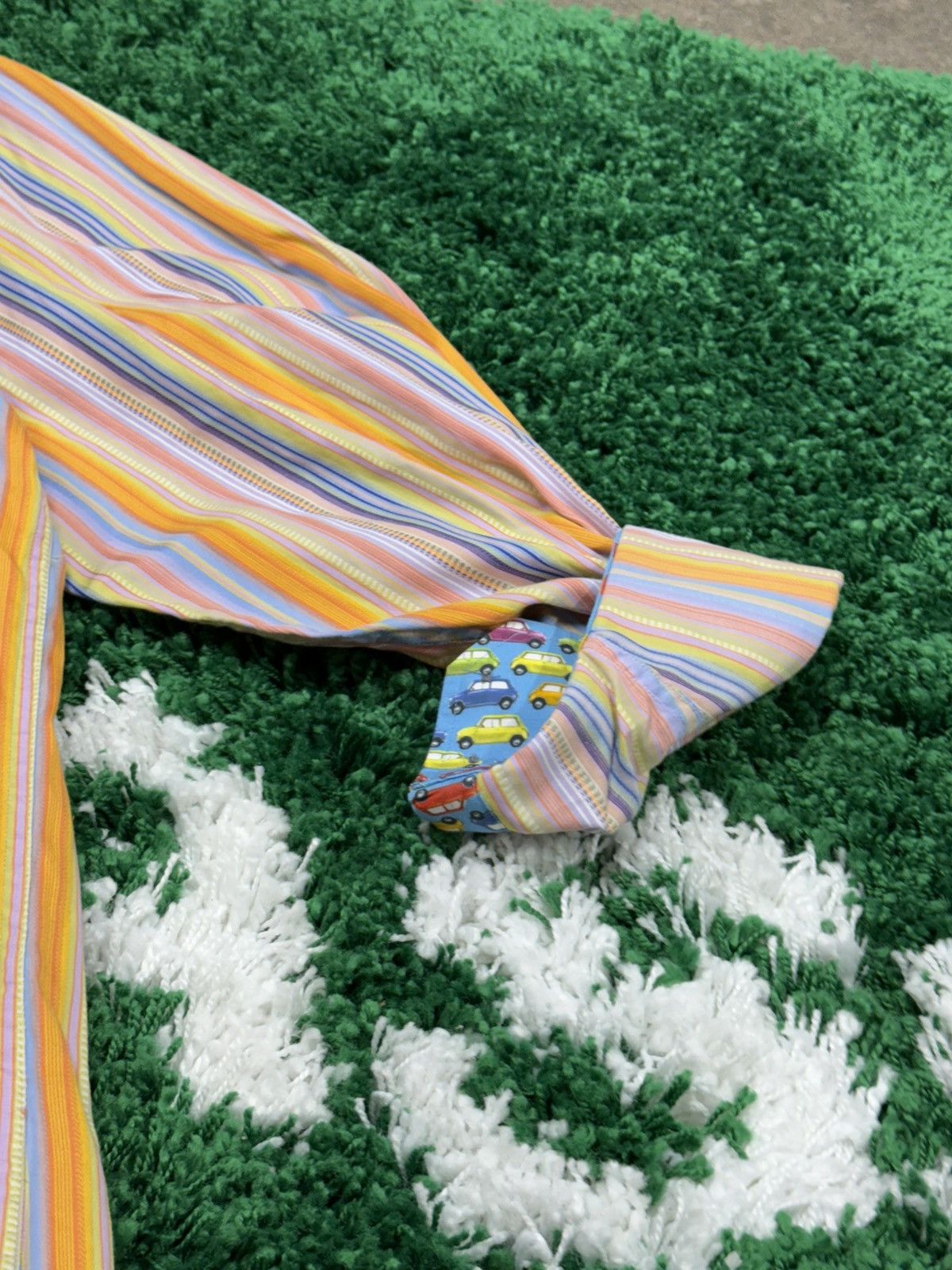 Robert Graham Robert Graham Striped Multi Color Silky Shirt Car Print 2XL Size US XXL / EU 58 / 5 - 4 Thumbnail