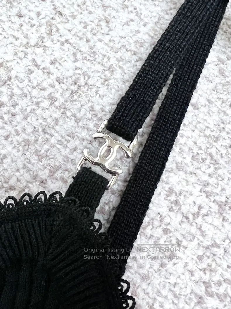Chanel Chanel 24A black waffle bow belt suspender Size XS / US 0-2 / IT 36-38 - 7 Thumbnail