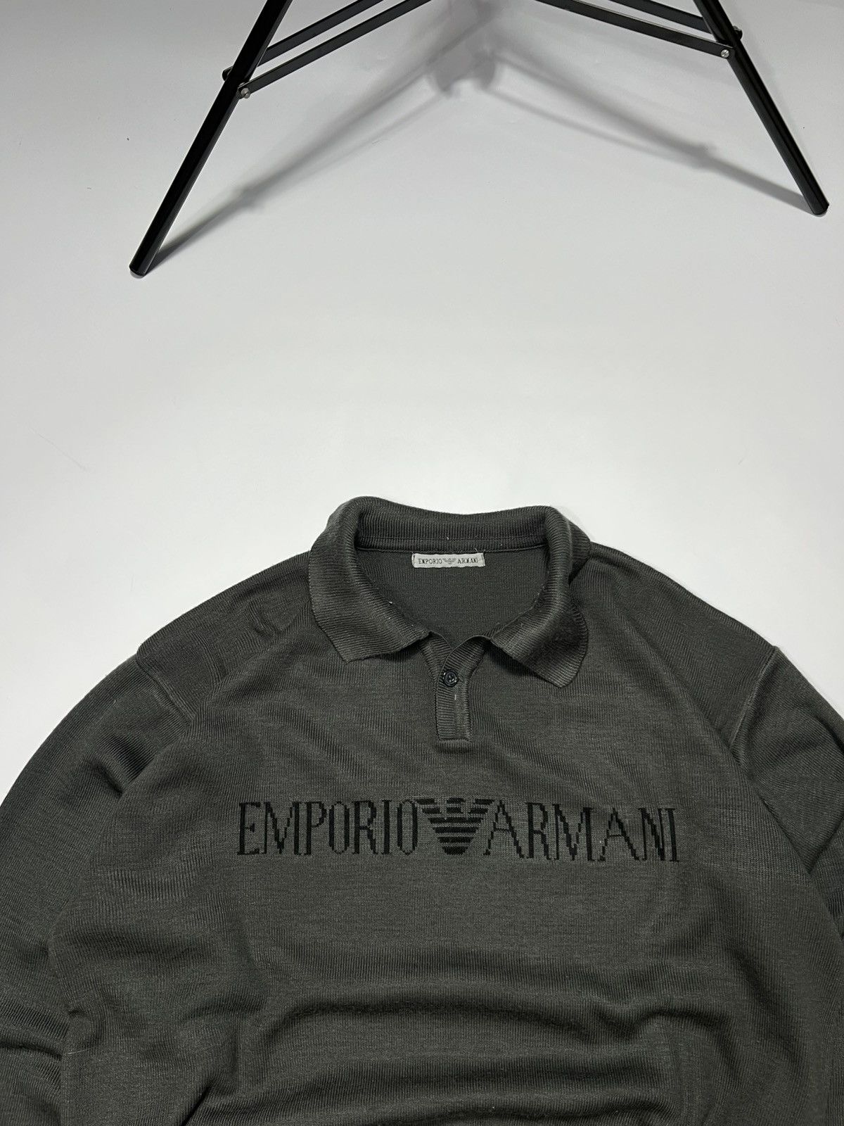 Emporio Armani Vintage Emporio Armani Oversized Wool Sweater With Big Logo Size US XL / EU 56 / 4 - 2 Thumbnail