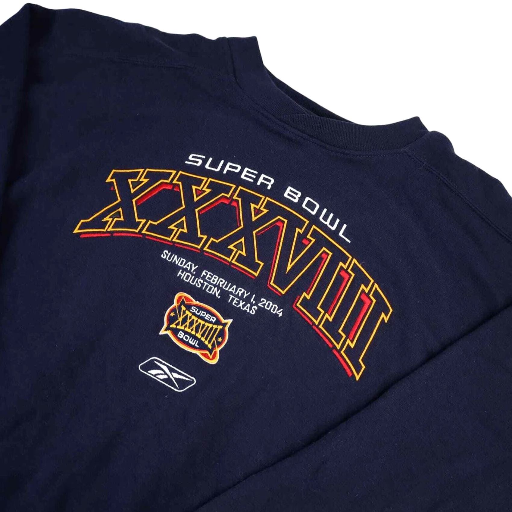 Reebok VINTAGE Reebok Sweatshirt NFL Superbowl XXXVIII Embroidered Blue Large Mens Pullover(Size L) Size US L / EU 52-54 / 3 - 2 Thumbnail